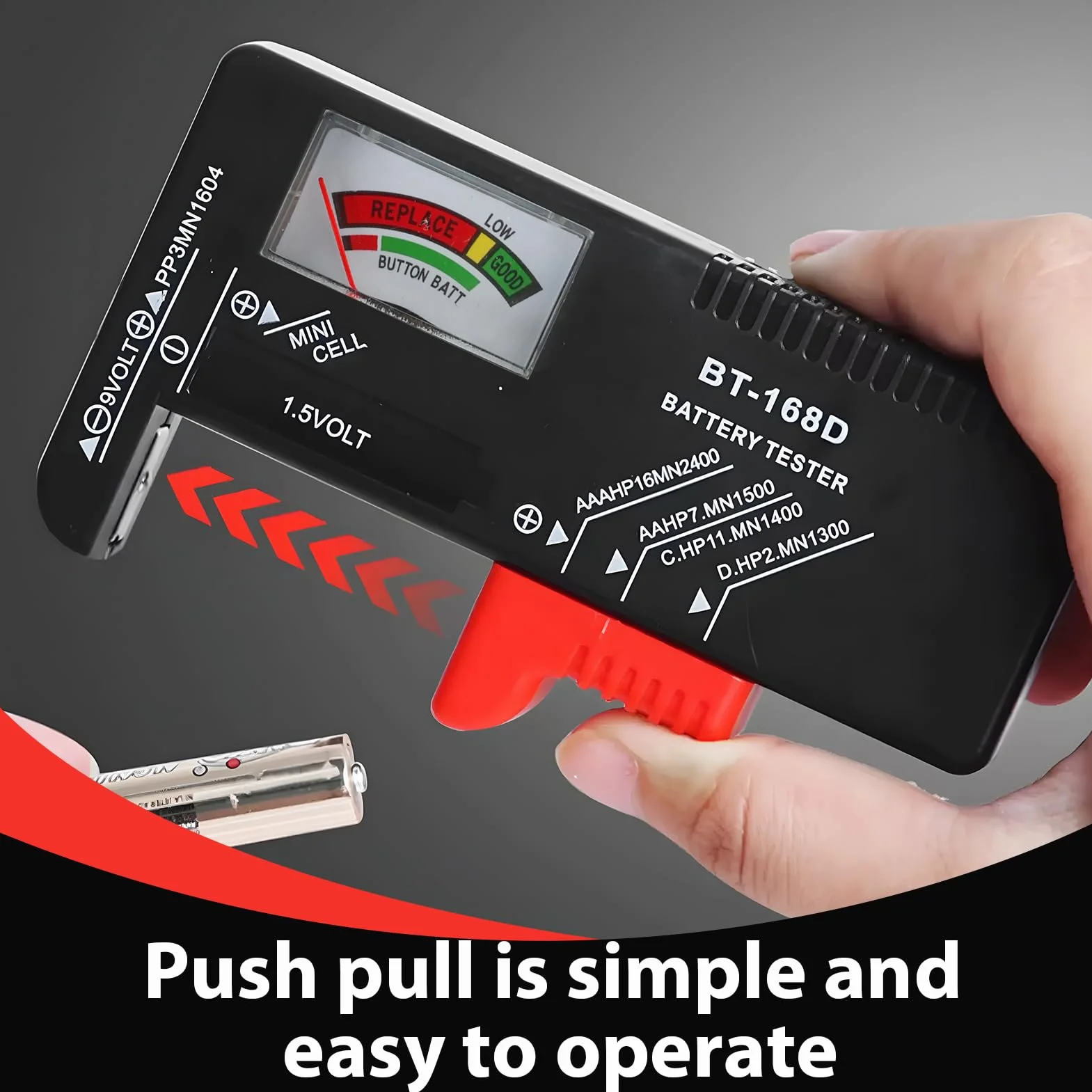 Comprobador de Pilas Universal, Comprobador de batería doméstica, Probador de Batería Universal con Pantalla para Baterías AA, AAA, C, D, 9V y Botón de 1.5V, Verificador de Batería, Tester de Pilas