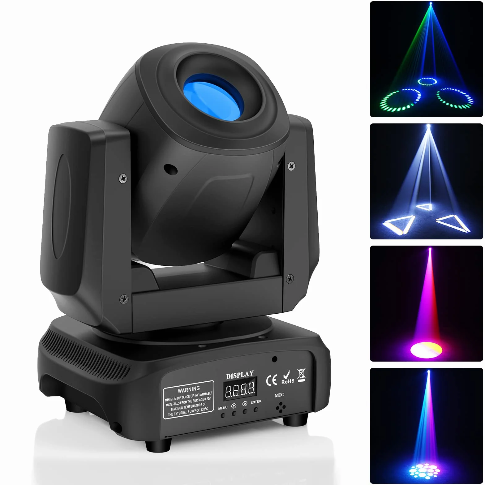 UKing Cabeza Movil LED 100W Luces DJ RGBW 8 Patrón 8 Color DMX512 Iluminación de Escenario Spot luces de Discoteca para Bar Club Fiesta Disco Boda