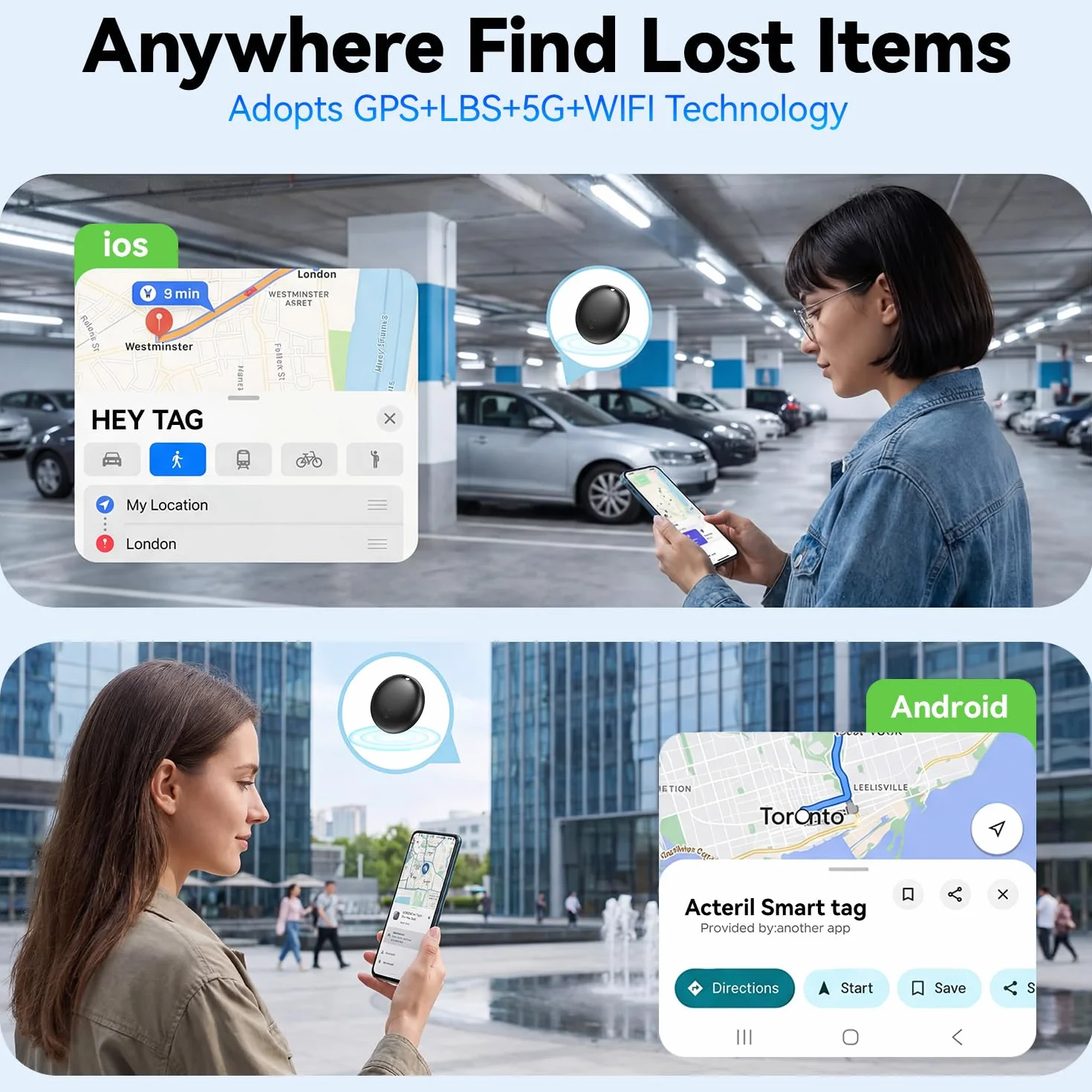 GPS Coche Localizador, 2026 Nuevo Air Tracker Android y iOS Localizador GPS de Objetos Bluetooth Magnetismo Sin Tarjeta SIM ni Suscripción Invisibilidad Tracker Rastreador Oculto para Coches/Bicicleta