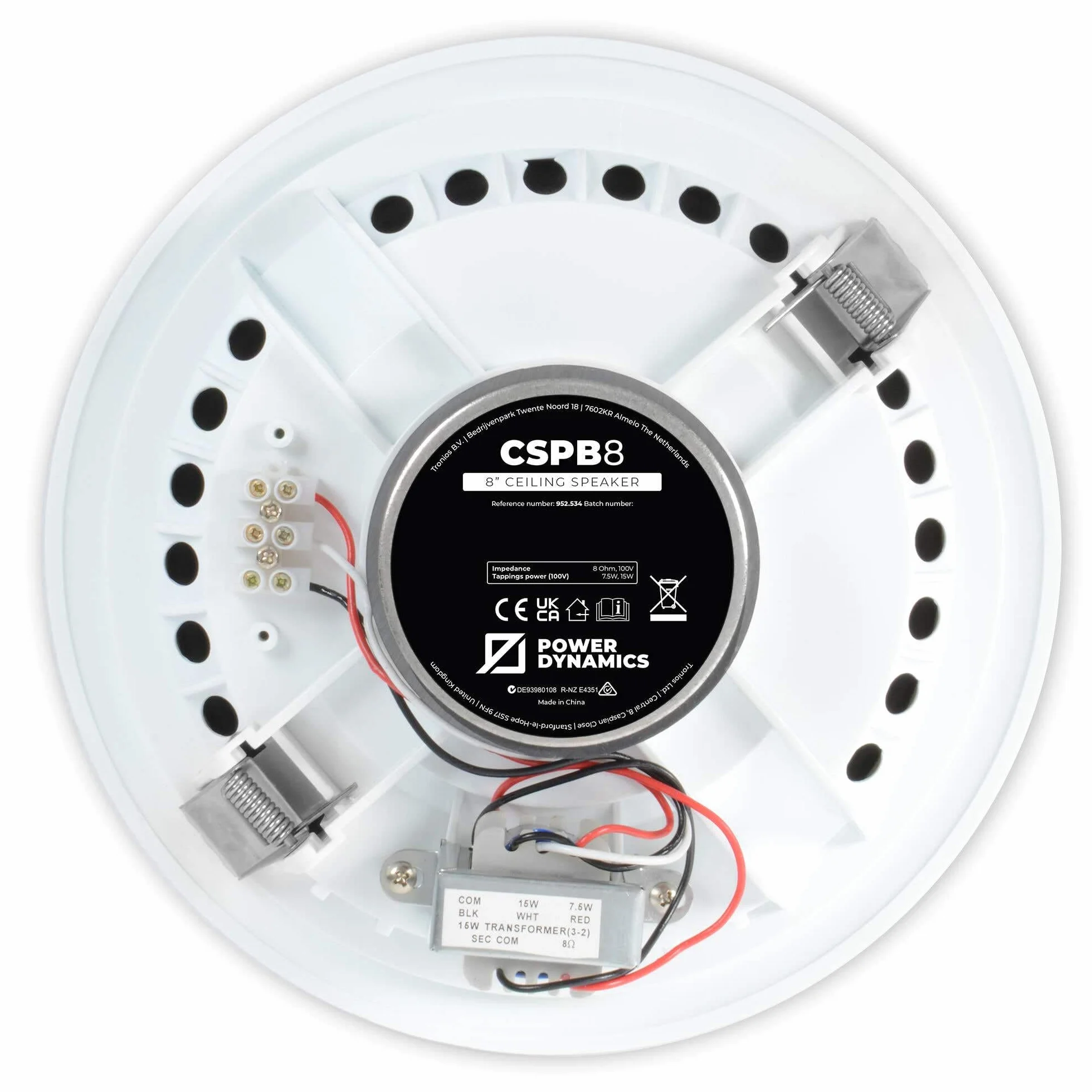 Power Dynamics CSPB8 Altavoz de techo empotrable 20 cm 8" 15W 100V Blanco