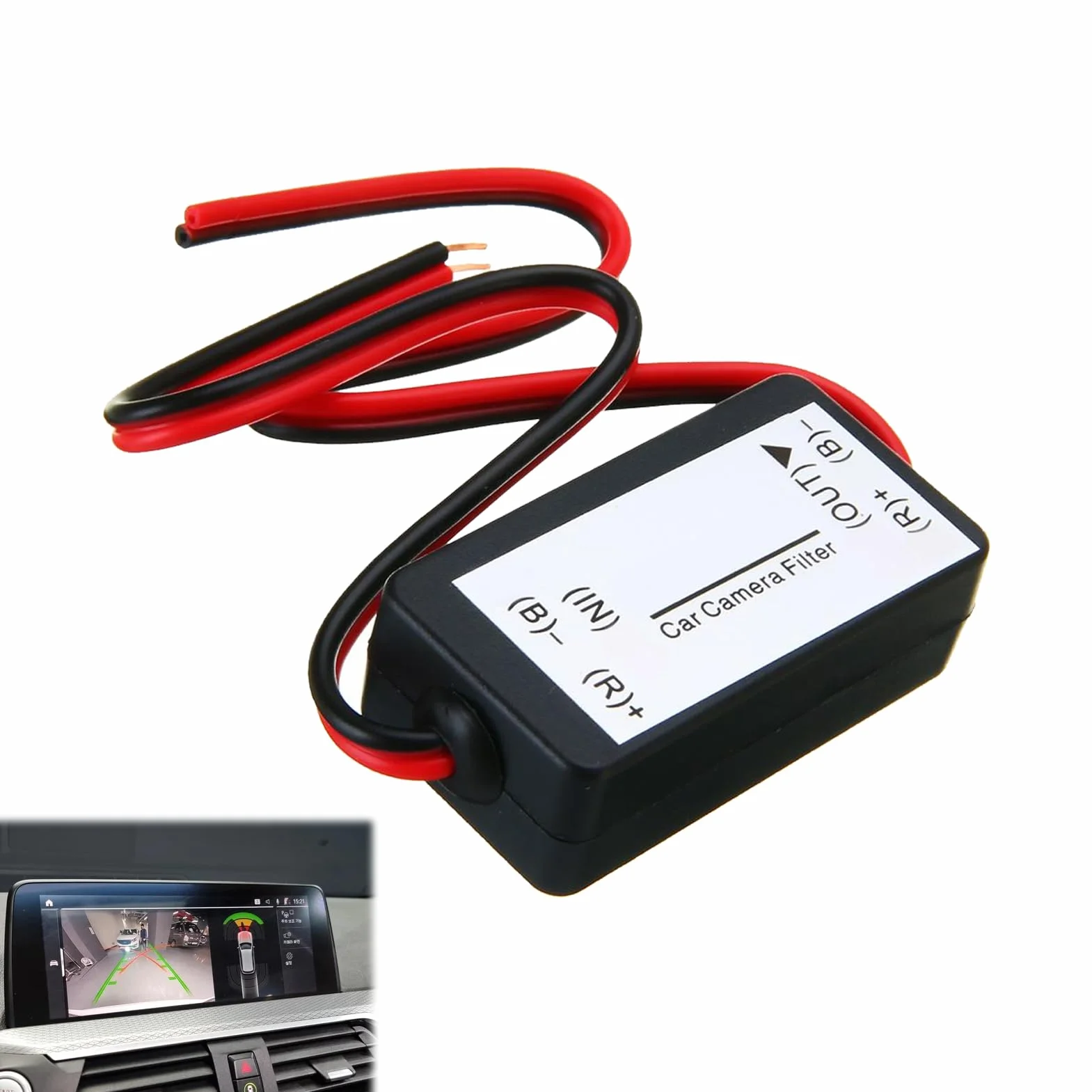 Filtro De Cámara De Visión Trasera para Coche, Filtro De Señal 12 V DC, Condensador Y Rectificador para Cámara De Visión Trasera Inversa, Solución Antiparpadeo Respaldo, para VW, Skoda, Audi, BMW