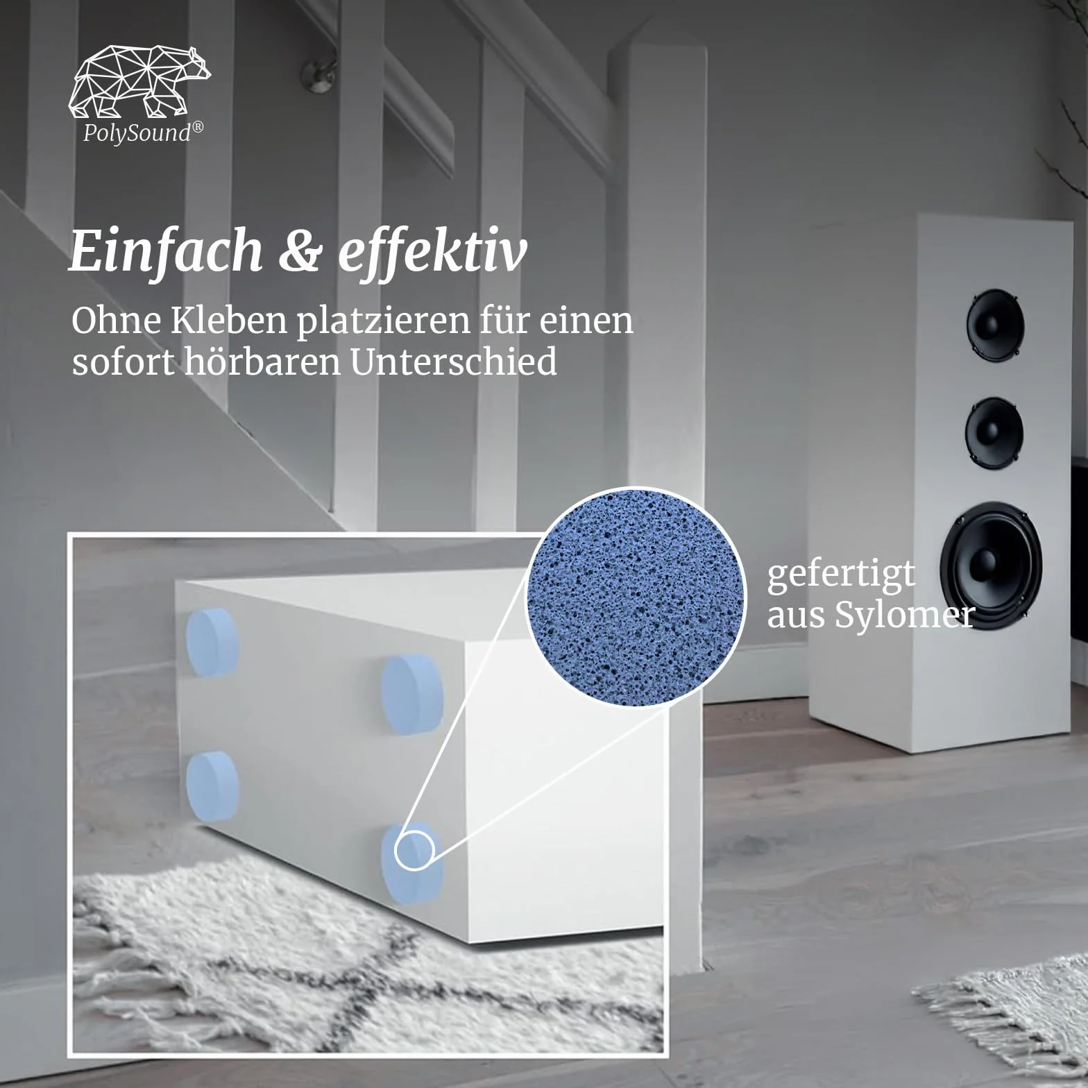 PolySound Sylo Juego de 8 Patas para Altavoces de Gama Alta, Amortiguador de Vibraciones, 15-30 kg