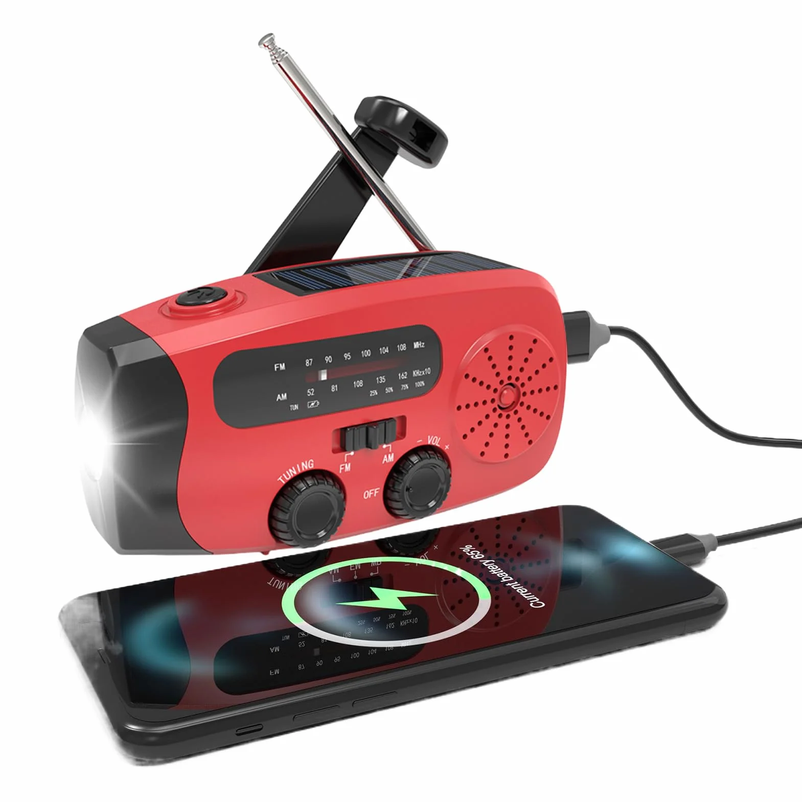 Radio Transistor - Radio con Cargador de Manivela Manual | Receptor Multibanda con Panel Solar USB para Senderismo Camping Emergencias Tormentas y Supervivencia en Exteriores