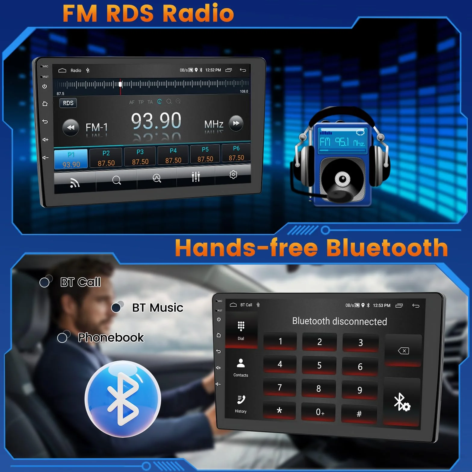 Inefala Radio Coche 2 DIN Android 15 2+64GB para Seat Leon MK2 2005-2012, Radio Coche Bluetooth con Pantalla 9 Pulgadas CarPlay sin Cables y Android Auto GPS WiFi FM/RDS SWC USB Cámara Trasera Mic