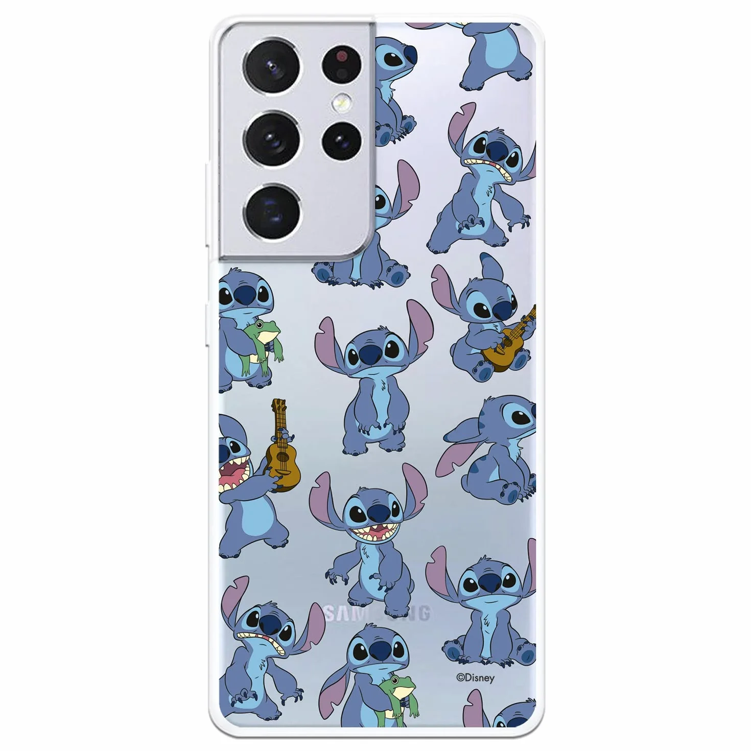 Funda para Vivo Y21S - Y33s - Y21 Oficial de Lilo & Stitch Patron Transparente para Proteger tu móvil. Carcasa para Vivo Y21S de Silicona Flexible con Licencia Oficial de Disney