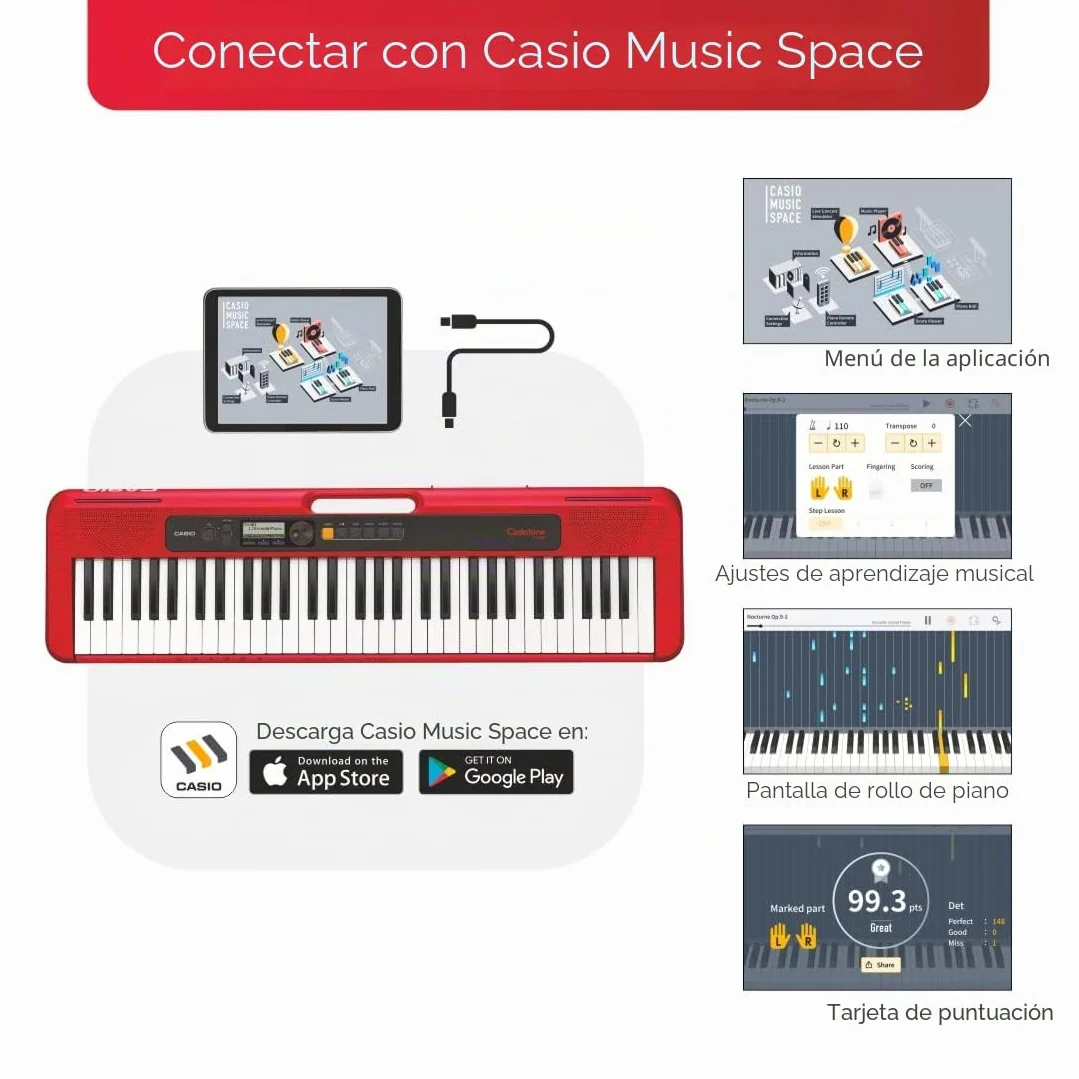 Casio CT-S200RD - Teclado de piano, Rojo