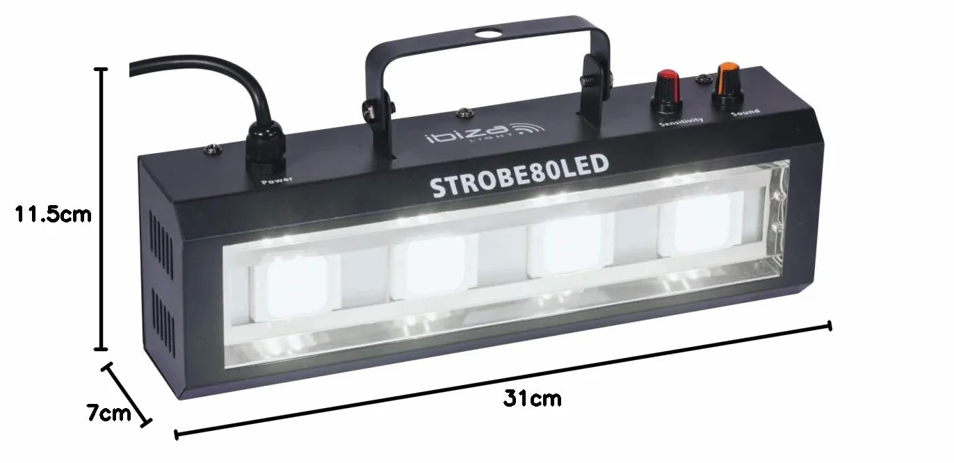 Ibiza - STROBE80LED - Luz estroboscópica LED 4x20W - Negro