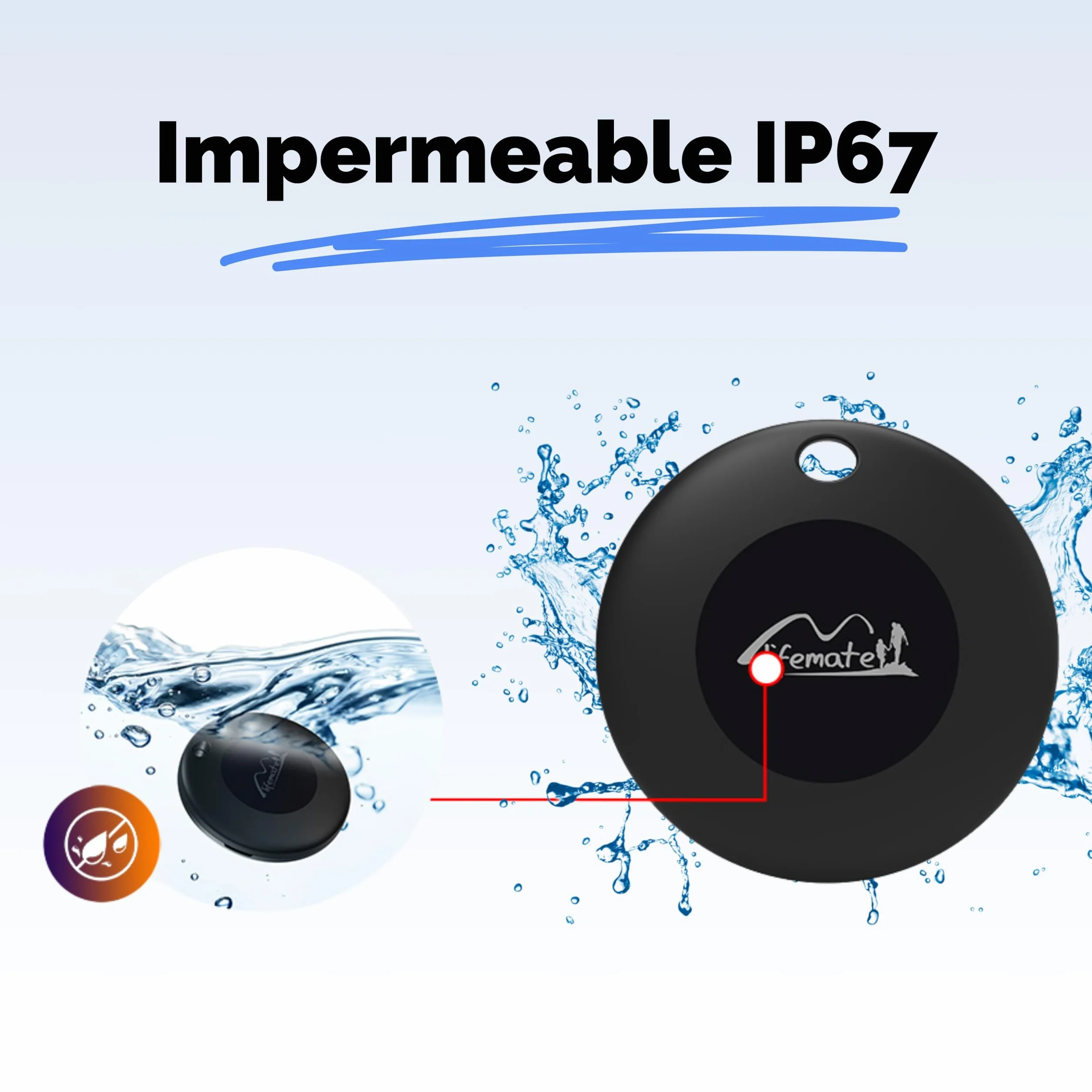 Lifemate Life Tag 2-Pack para Apple Localizador de Objetos con Red Buscar, Resistente al Agua IP67, Batería Larga Duración, Fácil Configuración de Llaves, Mochilas y Carteras