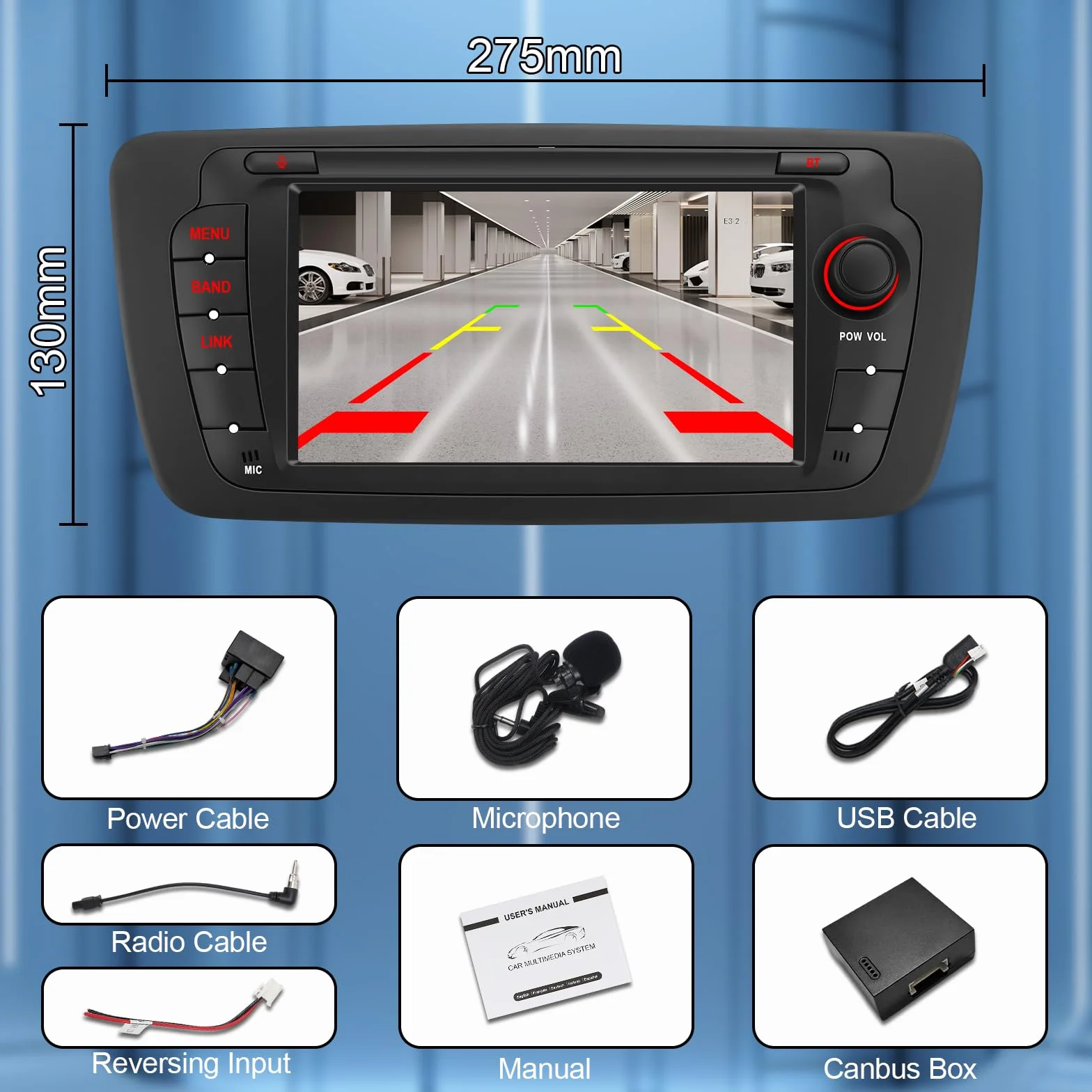 Autoradio Compatible con Seat Ibiza 6j (2009-2014) – CarPlay & Android Auto inalámbricos, Bluetooth Integrado, micrófono, Sintonizador Am/FM RDS, Puerto USB y función DSP/Subwoofer