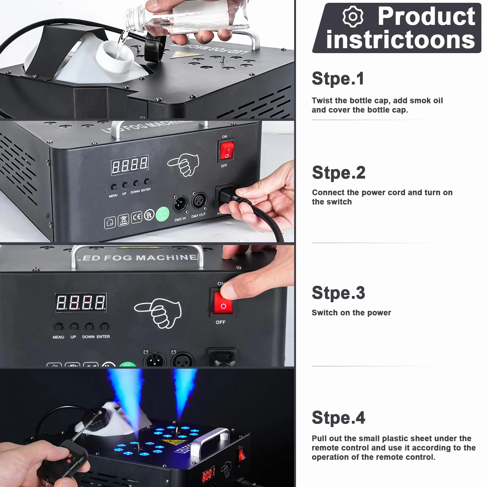 2000W Maquina de Humo, 8+8 LEDs Máquina Humo Discoteca con Remoto Inalámbrico, Bengalas de Humo de Colores para DJ, Fiestas, Halloween, Bodas, Escenarios, Navidad, Escenario de Efectos