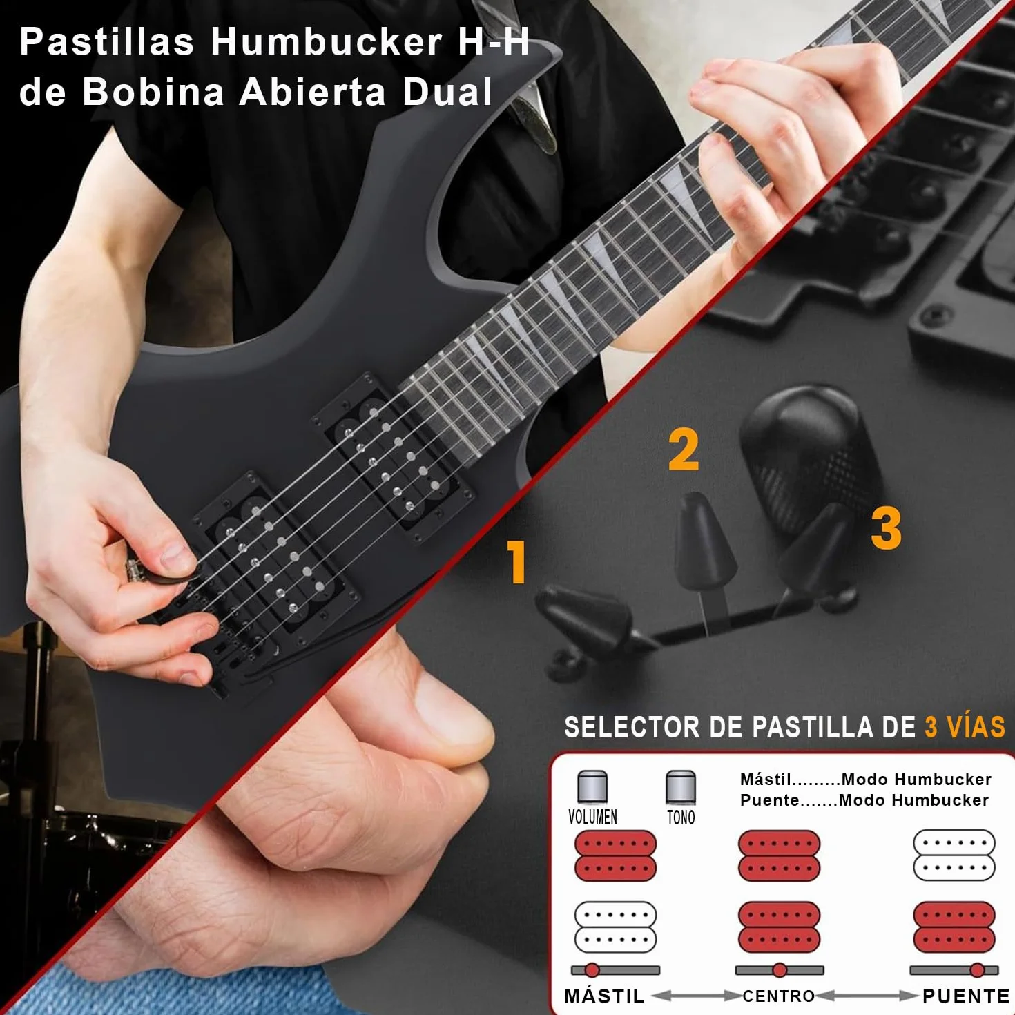 Pyle kit de guitarra electrica, Heavy metal, Tipo Hacha, Con amplificador, tamaño completo, Accesorios