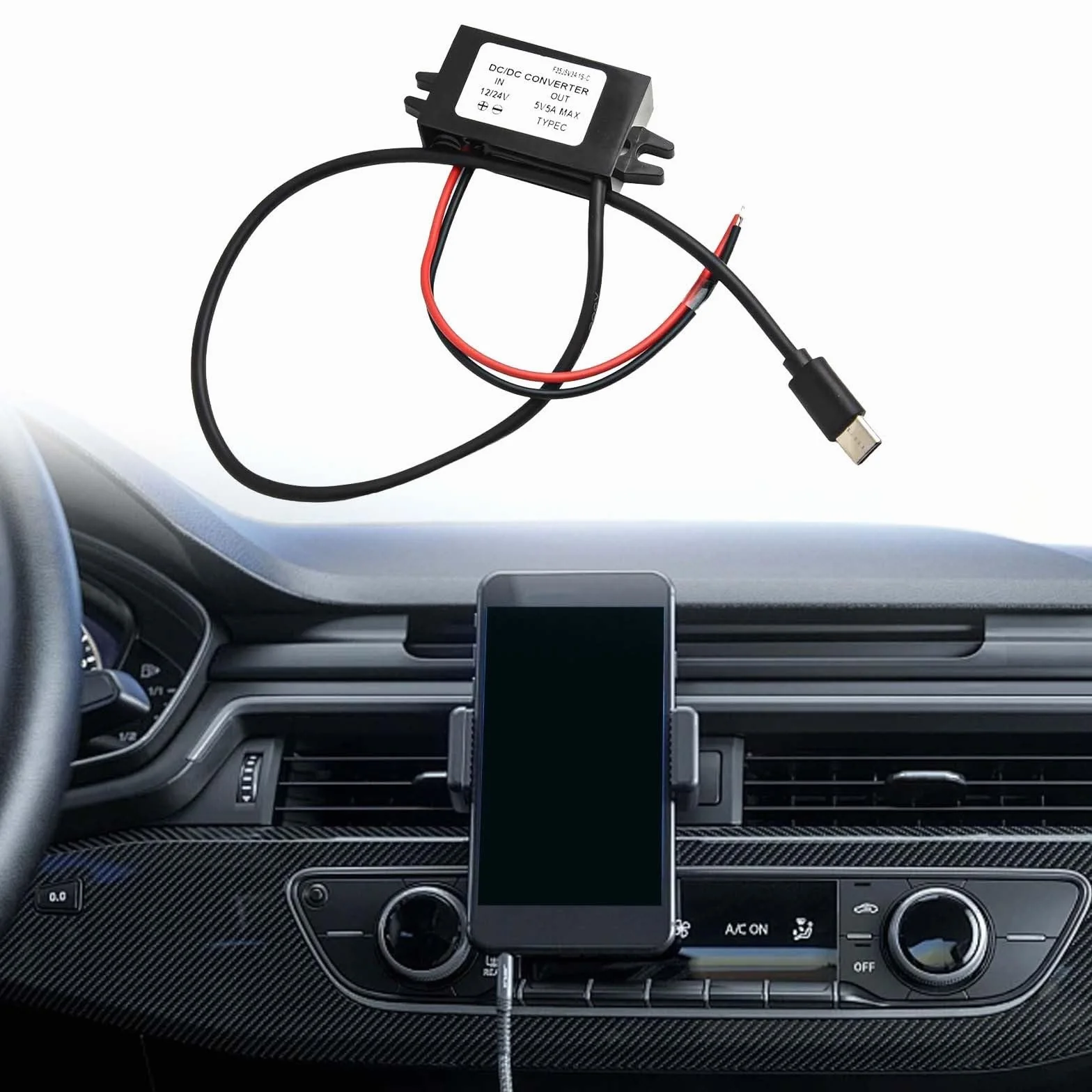 BlissfulAbode DC 12V/24V a 5V USB C 25W módulo convertidor con Salida 5A para Carga móvil