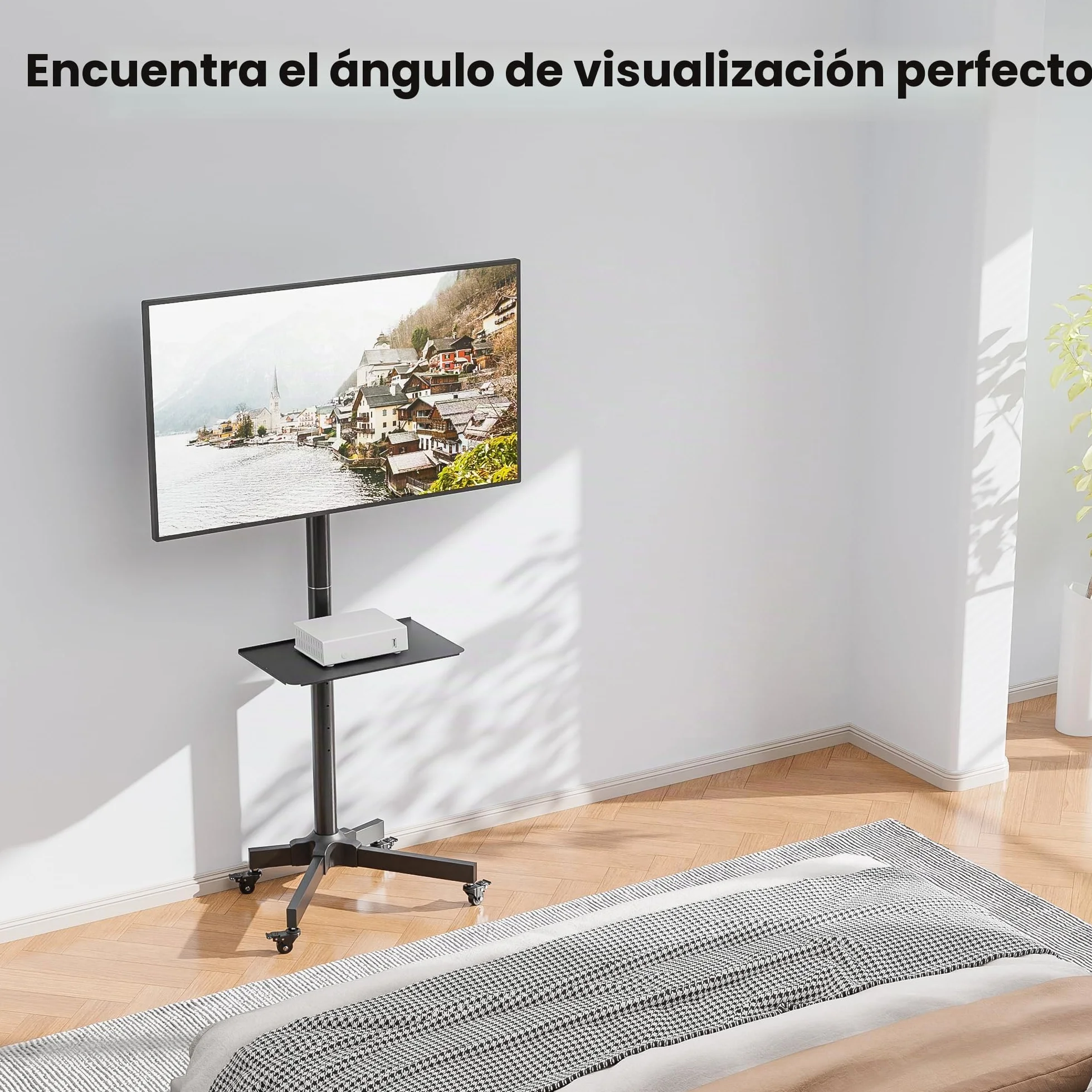 BONTEC Soporte TV de Suelo con Ruedas para Pantallas 23"-60" Carga máx. 40 kg Ajuste de Altura y Ángulo