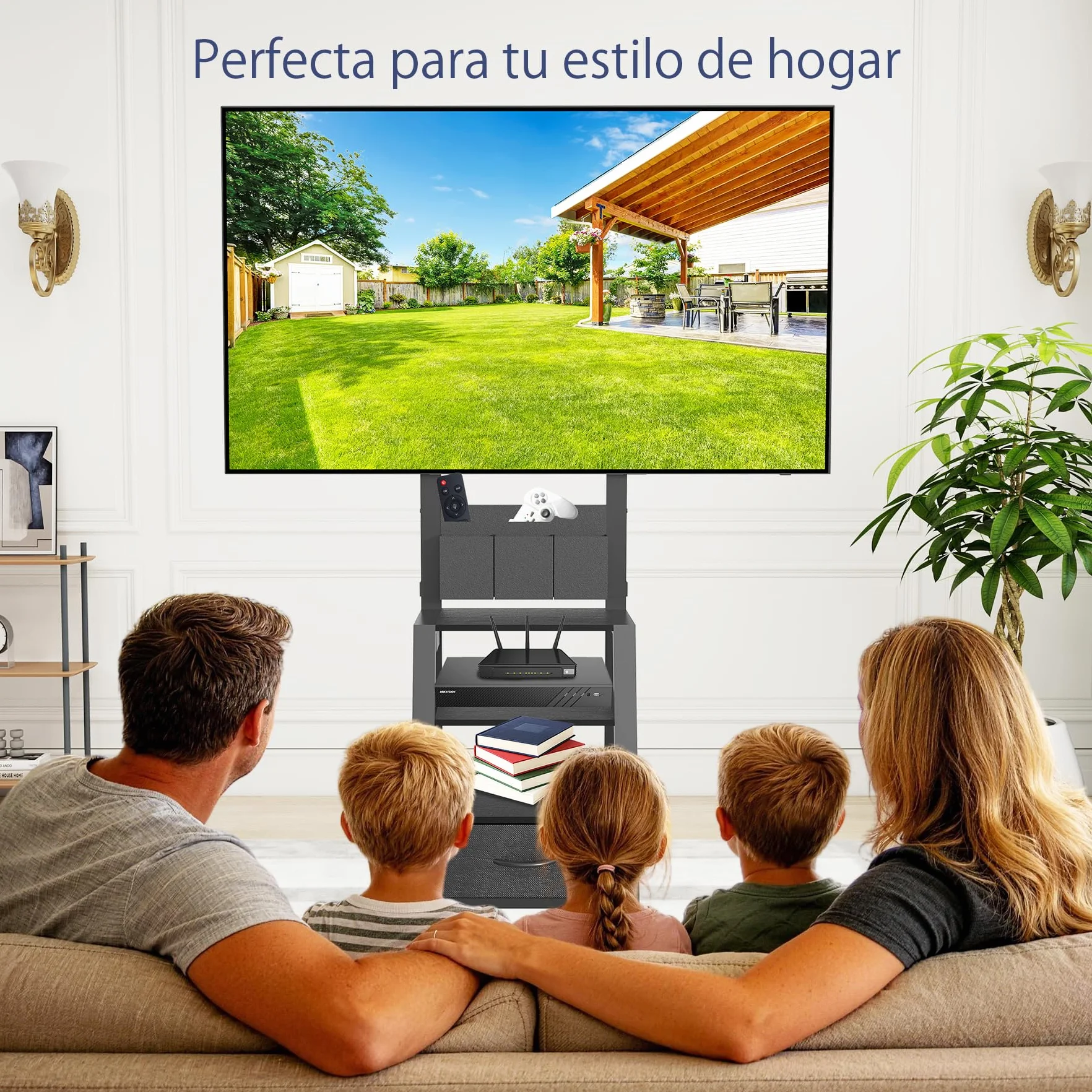 Carrito para TV con soporte móvil, ajustable 23-60", 72kg, VESA 400x400mm, negro