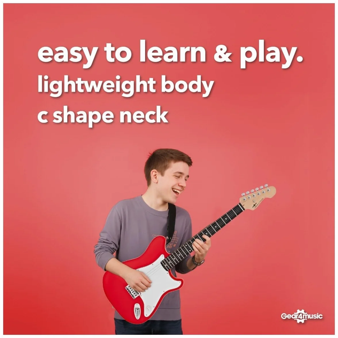 VISIONSTRING Full Size Red Electric Guitar Kit Starter Pack with Amp for Beginners