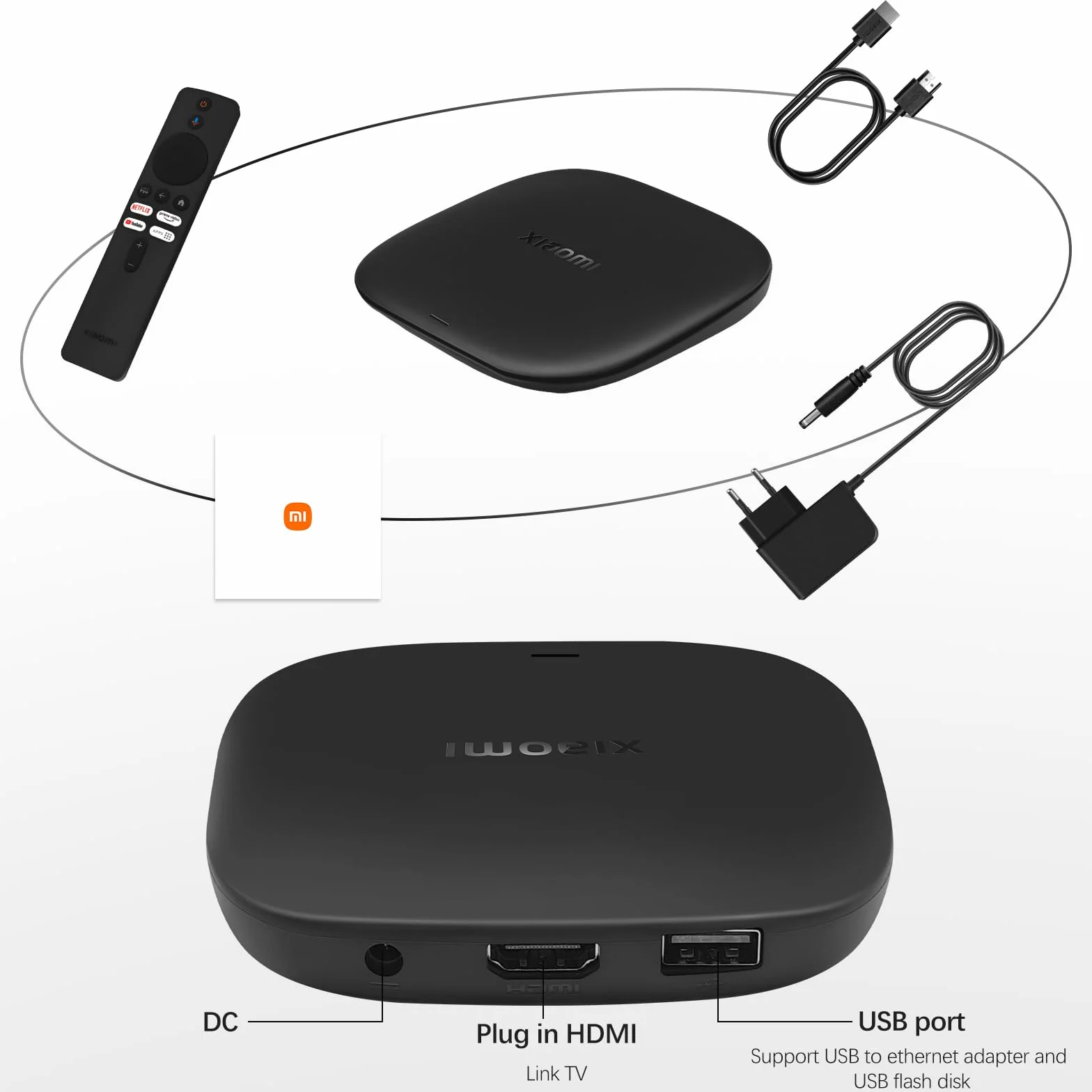 Xiaomi Mi TV Box S 3rd Gen 2GB RAM 32GB ROM Wi-Fi 6 4K Ultra HD Streaming Google TV Czarny