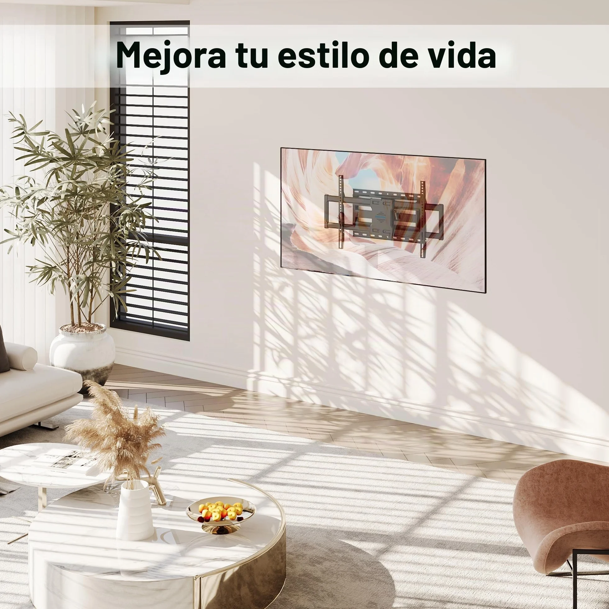 BONTEC Soporte TV Pared 37-85 Pulgadas Movimiento Completo Inclinable Giro Nivelación Extensión 60 kg VESA 600x400 mm
