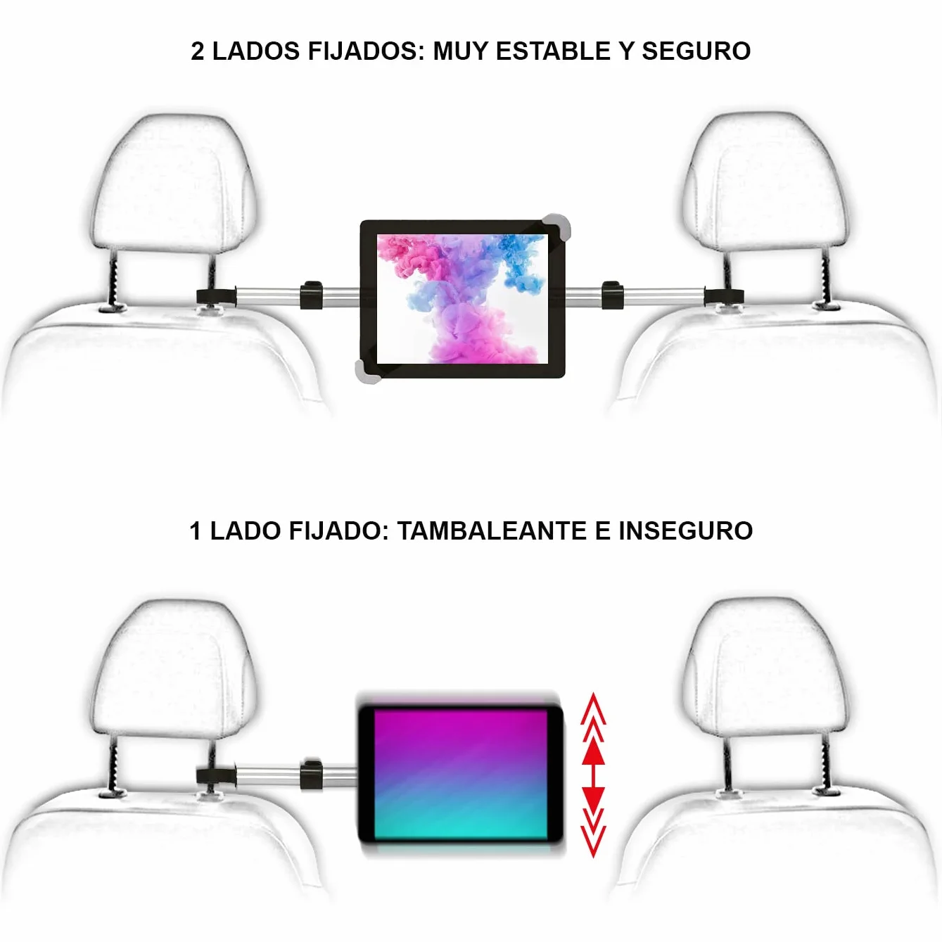 / Soporte Tablet Coche Central/para iPad, iPad Pro (9.7&12.9‘‘) / Samsung Galaxy Tab Pro, HTC, ASUS/Porta Universal Tablet 9,5-14,5" Pulgadas/Asiento/REPOSACABEZAS Coche CABECERO