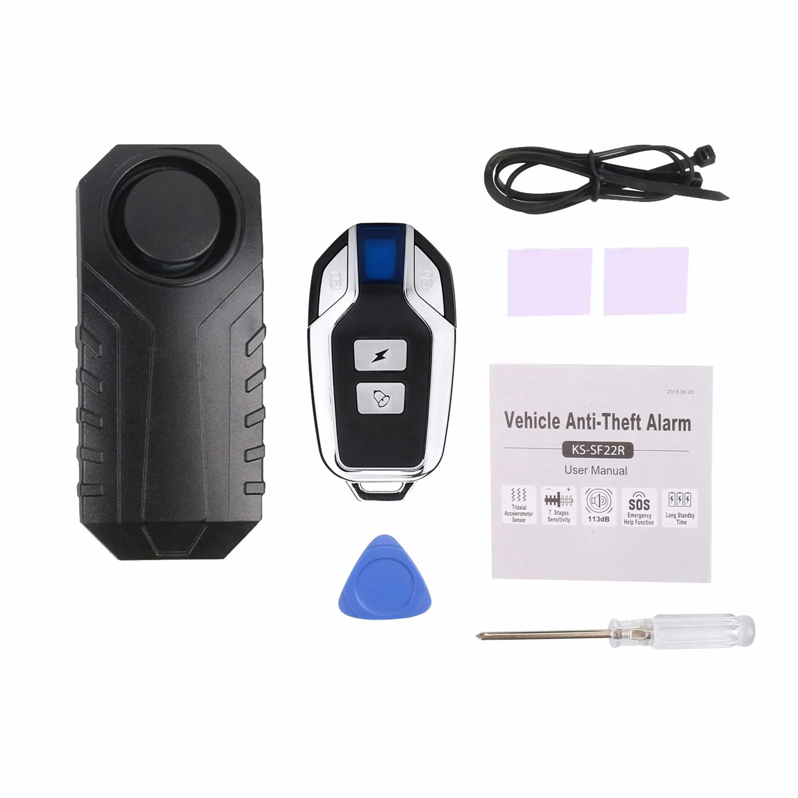 Alarma de Bicicleta Actualizada Sensor de Movimiento de Vibración Inalámbrico a Prueba de Agua Antirrobo 113dB con Control Remoto para Bicicletas Motocicletas Coche Scooter Vehículos