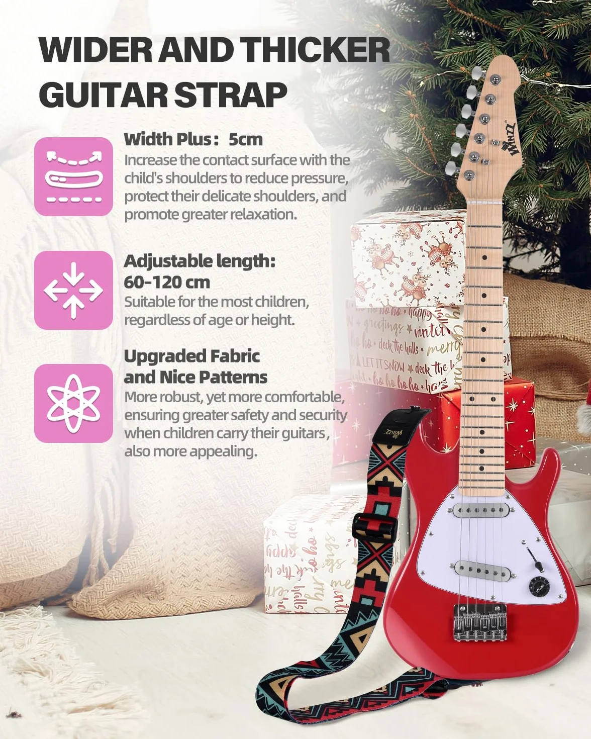 WINZZ - Kit de guitarra eléctrica para niños de 30 pulgadas, para principiantes, guitarra eléctrica mini de tamaño 1/4, conjunto completo de iniciación con amplificador, color rojo brillante