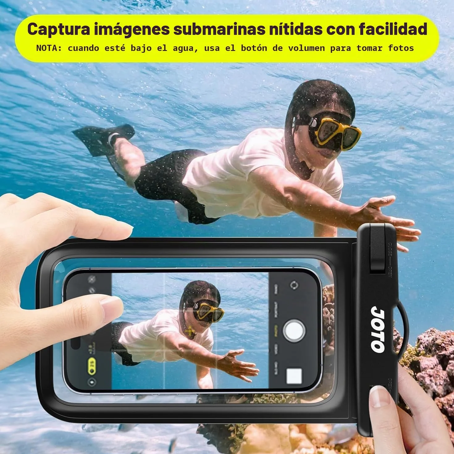 JOTO Funda Impermeable Móvil [2 Unidades], Funda Acuática IPX8 con Cuerda Ajustable para iPhone 17/16/15/14/13/12 Air/Pro MAX, Galaxy S20+/S10e, Huawei y Otros Móviles hasta 7" -Negro