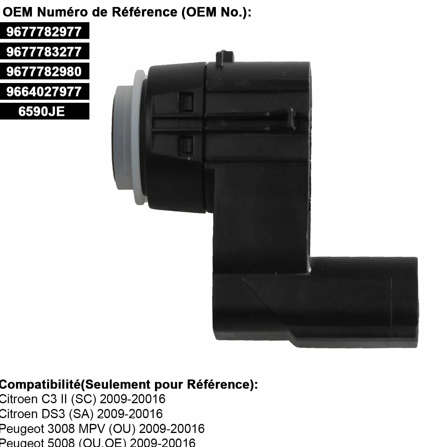 YAOPEI - Sensor de aparcamiento para 3008 5008 C3 DS3 9677782977 9677783277 Radar de alerta de radar de retroceso