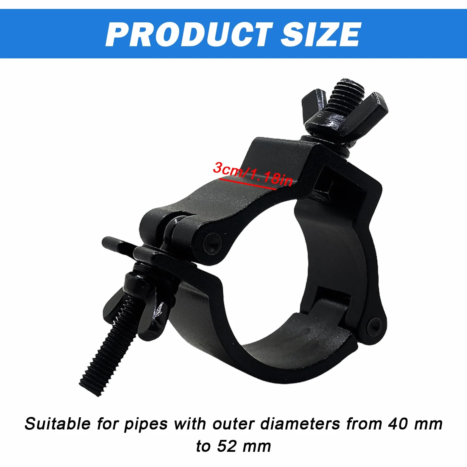 2 Piezas Truss Clamp: 48-52 mm Abrazadera para Luces de Escenarios, Abrazadera de Armadura de Gancho de Luz de Escenario Carga Máx 200KG, Accesorio de Truss para Proyectores (Negro)