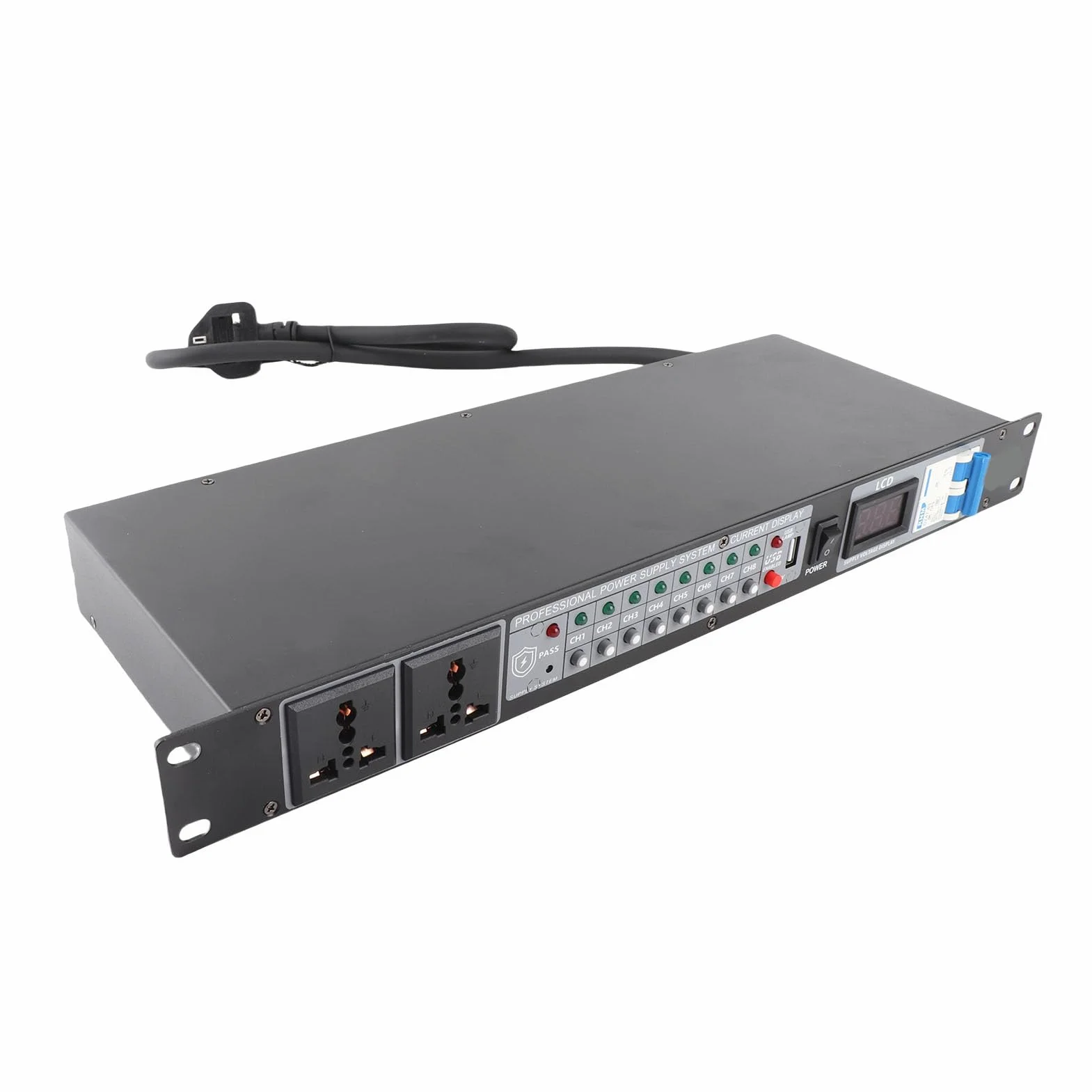Acondicionador de Secuenciador de Potencia de 10 Salidas, Controlador de Fuente de Alimentación para Equipos de Audio y Video Profesional con Pantalla Digital Clara para Configuración de