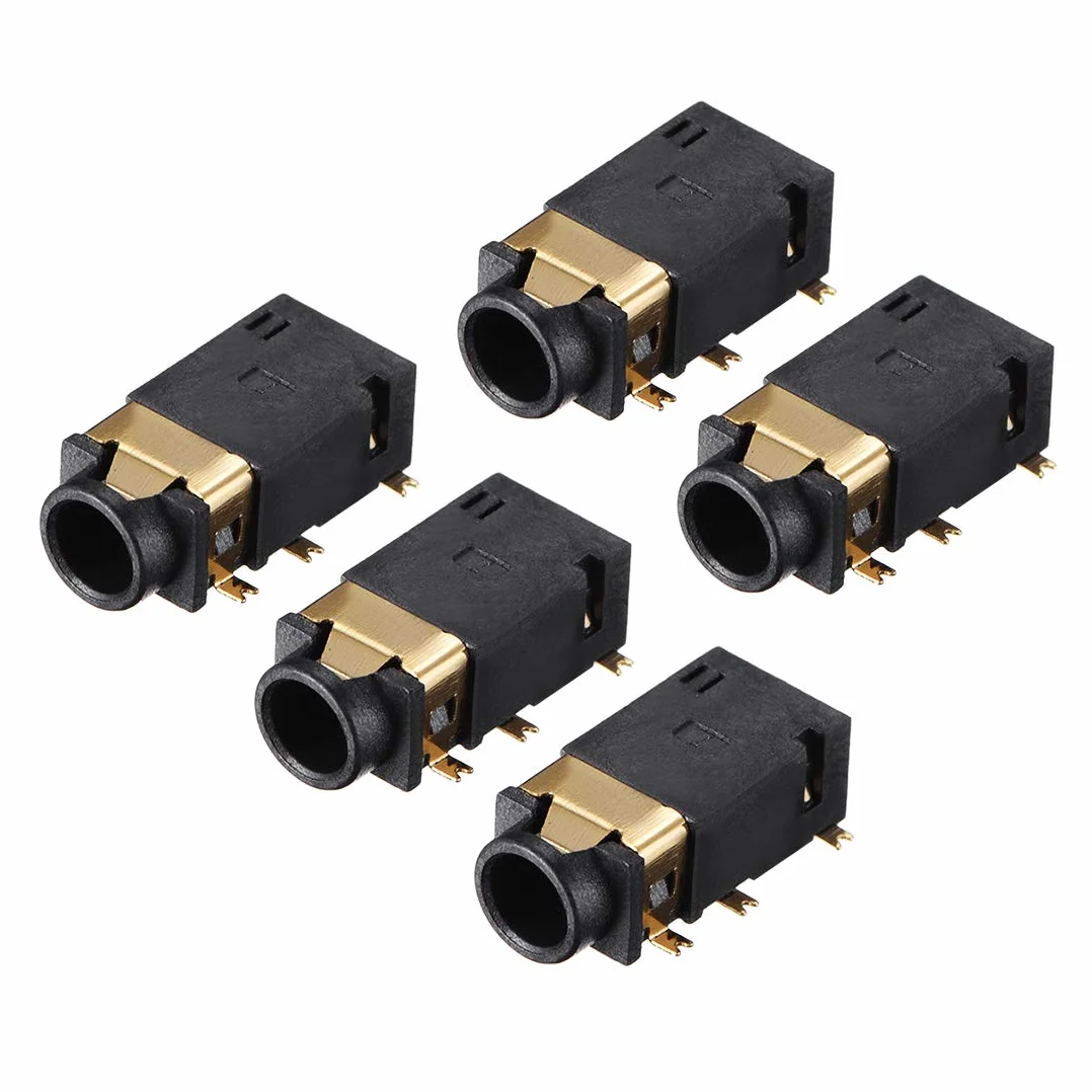 sourcing map Conector de Conector de Audio de 3,5 mm Conector PCB Hembra Hembra 6 Pin pj-311d / pj-342b 5pcs