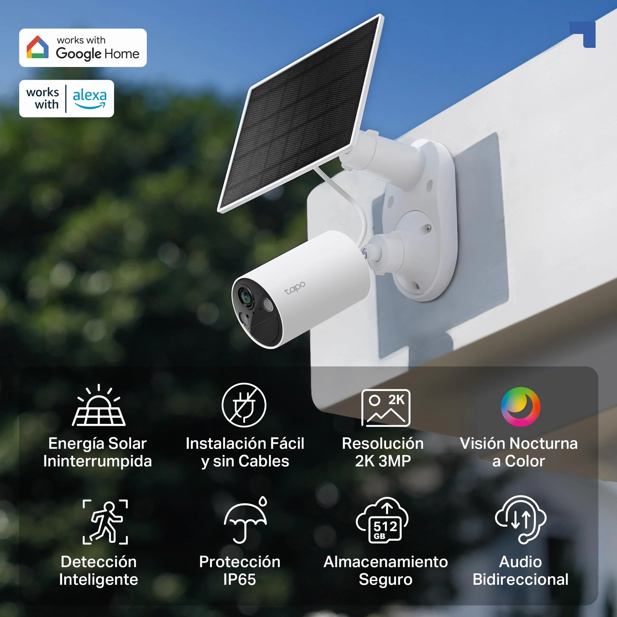 Tapo C410 Kit - Cámara de vigilancia Solar con batería Exterior, Detección de Personas por IA, 2K 3 MP, visión Nocturna de Color, Memoria microSD, batería no extraíble de 6400mAh, Audio bidireccional