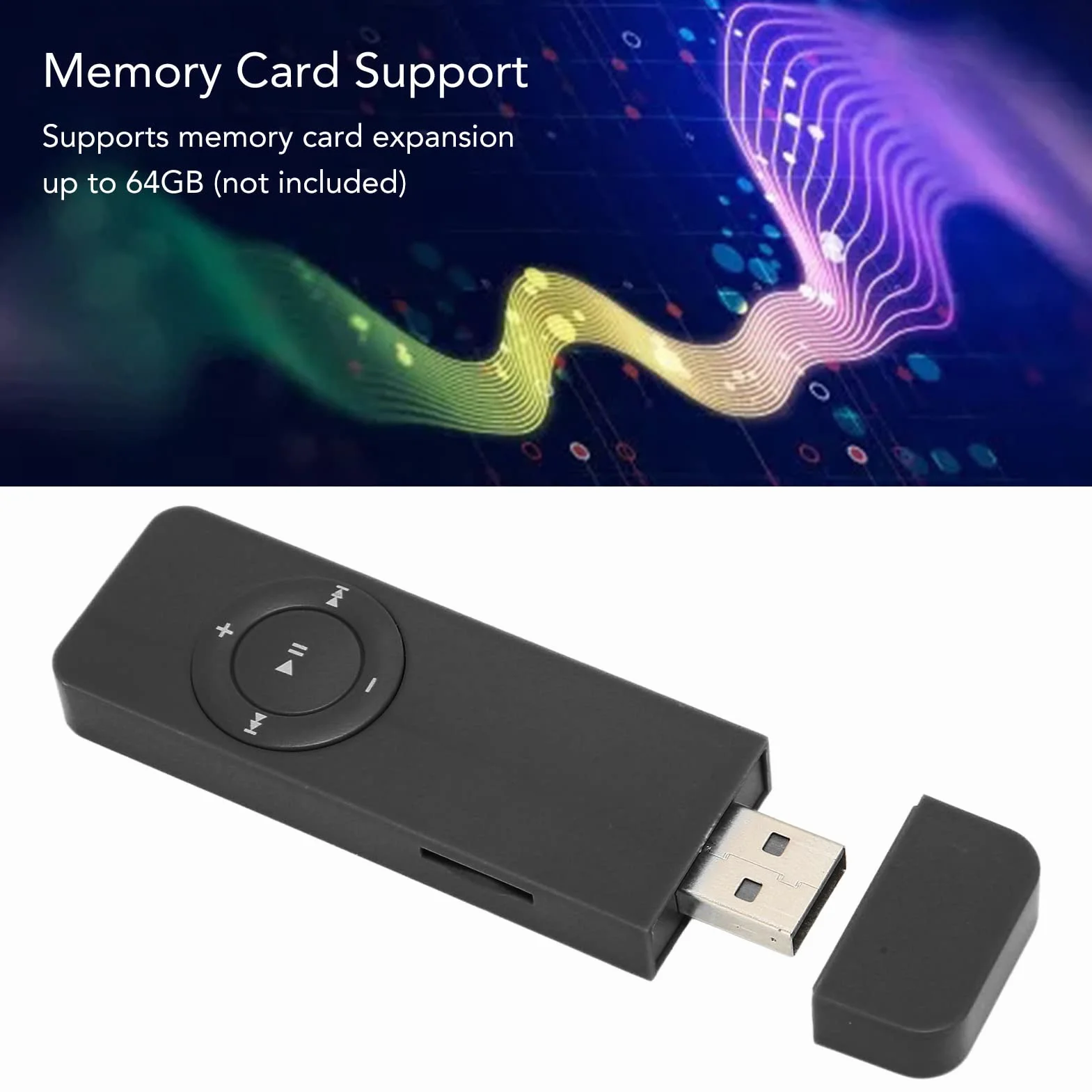 ASHATA Reproductor de MP3, Reproductor de MP3 de Música Digital sin Pérdida Portátil de 64 GB, Reproductor de Música MP3 de Sonido de Alta Fidelidad Portátil, Mini Reproductor de Libros(Negro)