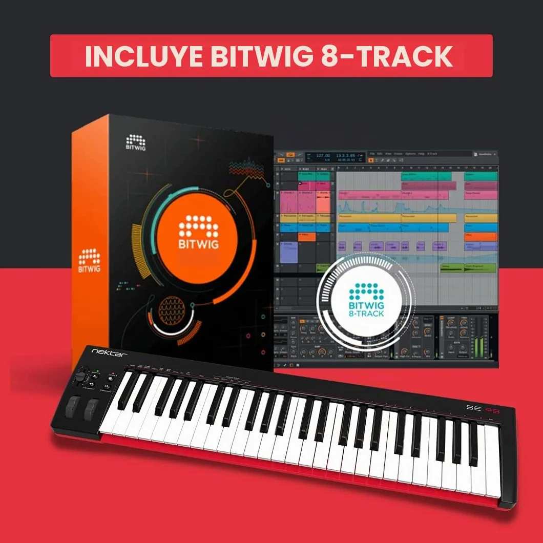 Nektar Controlador de teclado MIDI USB SE49 con integración Nektar DAW