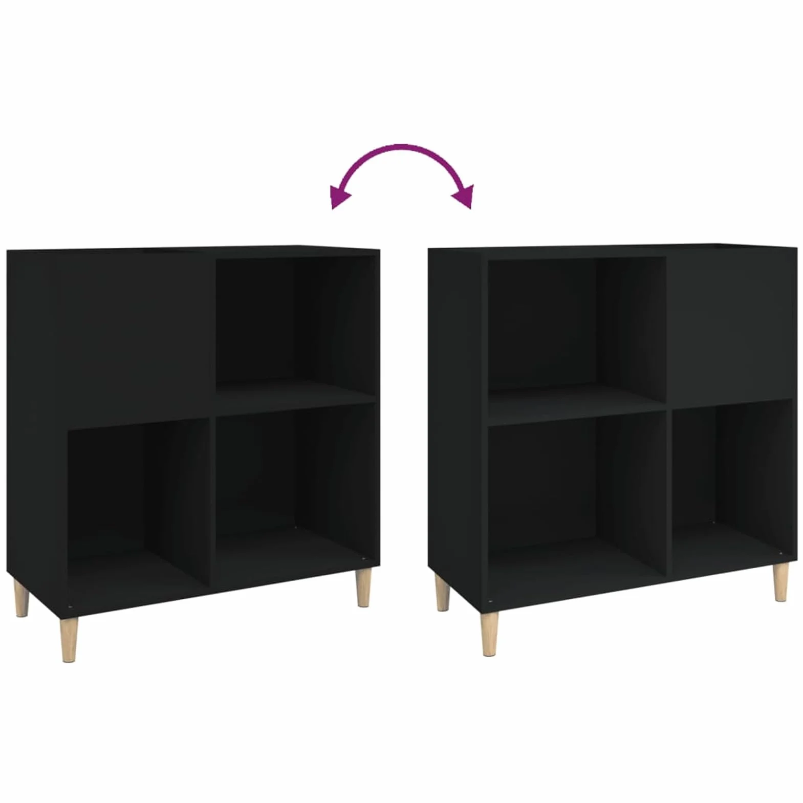 ShGaxin Mueble Estantería CD Tocadiscos Madera Contrachapada Negro 84,5x38x89 cm - 831990