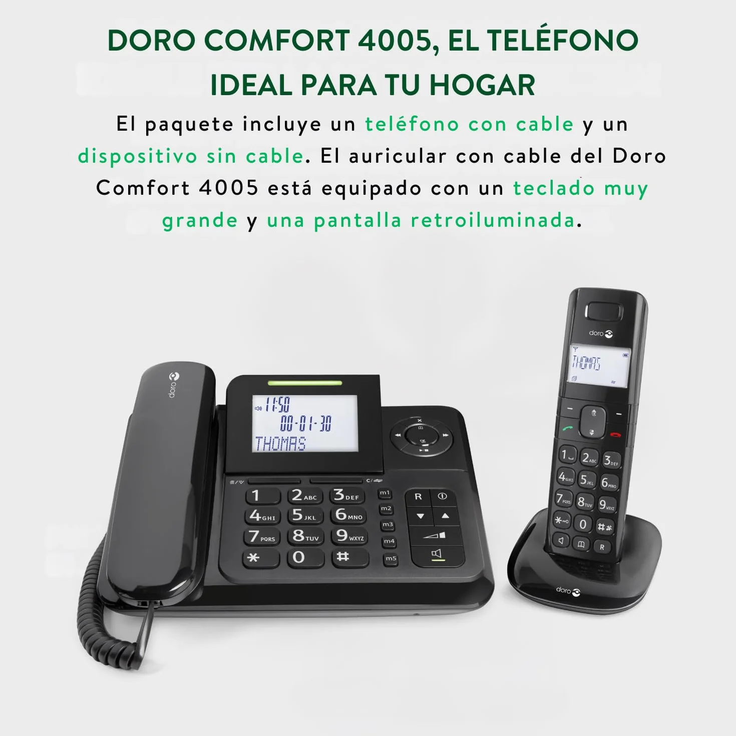 Doro teléfono con cable con contestador automático inalámbrico COM-4005