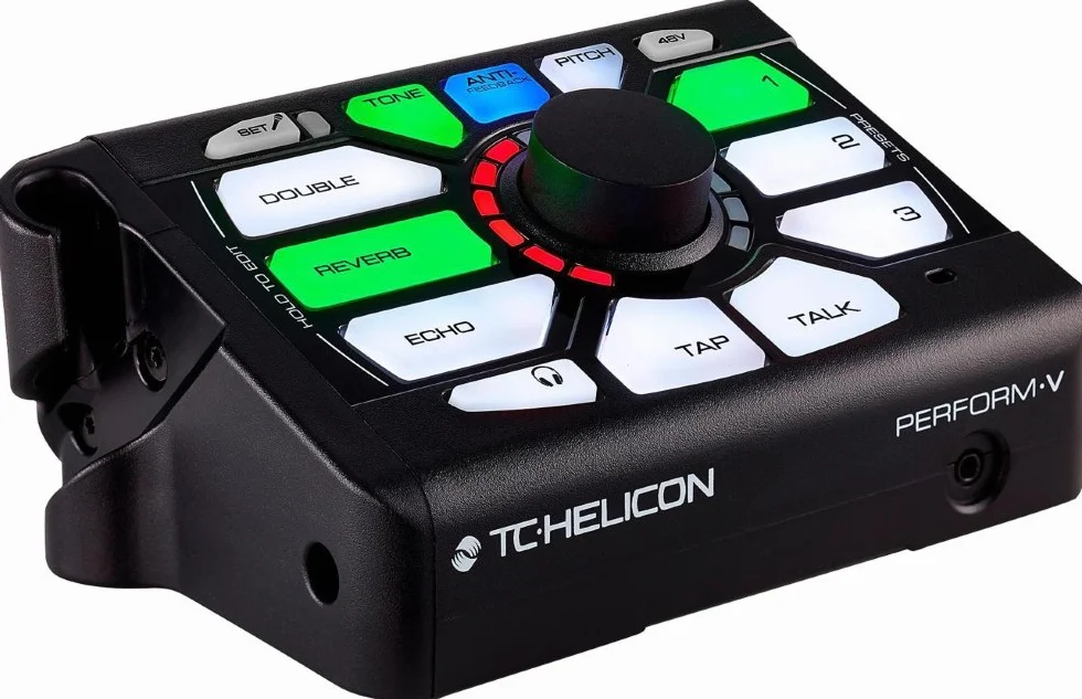 TC Helicon PERFORM-V Procesador vocal de montaje en soporte de micrófono Ultimate para un sonido de calidad de estudio rápido y fácil con efectos ampliables