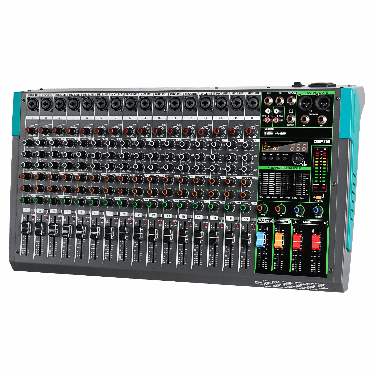 Depusheng PA16 mezclador profesional consola de interfaz de sistema de escritorio 16 canales digital USB Bluetooth MP3 48V alimentación fantasma incorporada 256 efecto de reverberación