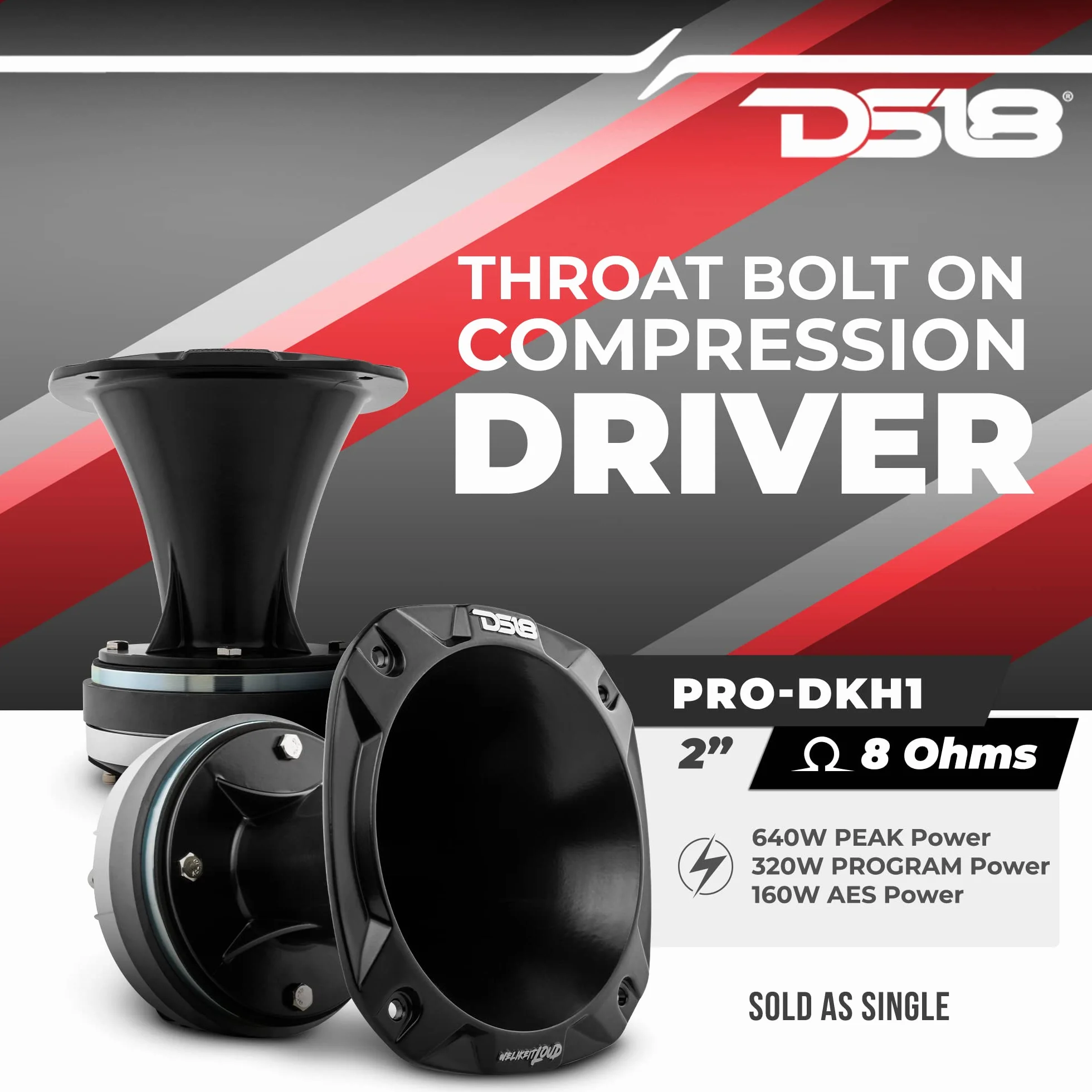 DS18 PRO-DKH1 - Controlador de compresión de 1000 vatios de 2 pulgadas con bocina de aluminio