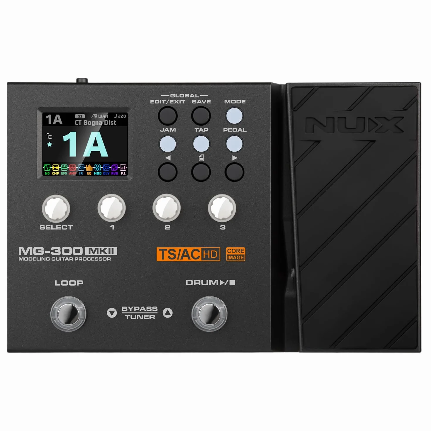 NUX MG-300 mkII Pedal multiefectos para guitarra | Modelado de amplificador, interfaz de audio USB, pedal de expresión, SIM de gabinete IR, tambores de atasco, software Looper y Quicktone