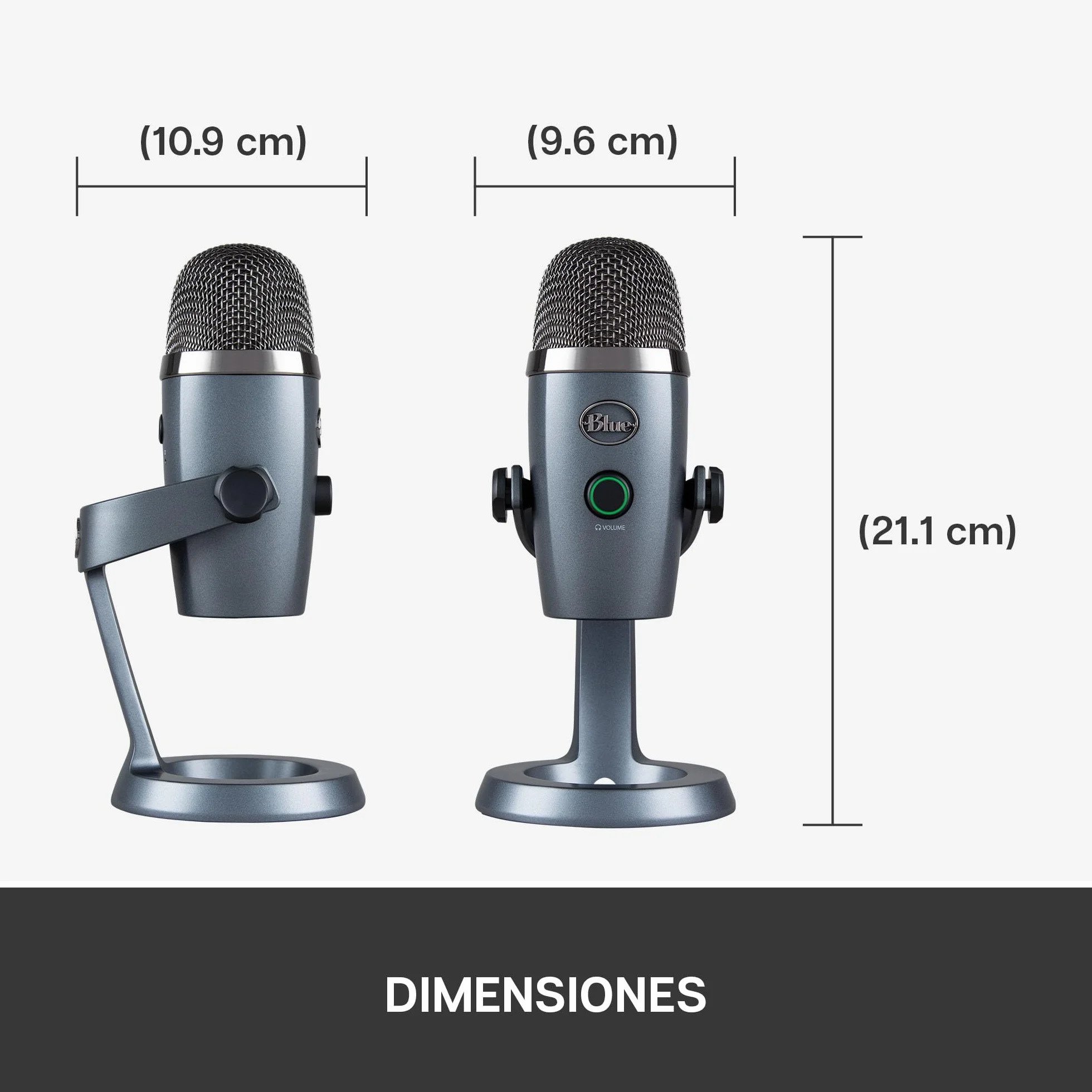 Logitech for Creator Blue Yeti Nano - Micrófono de condensador USB Premium, Grabación, Streaming, Gaming, Podcasting, PC, Mac, Efectos Blue VO!CE, Cardioide y Omnidireccional, Sin Latencia, Gris