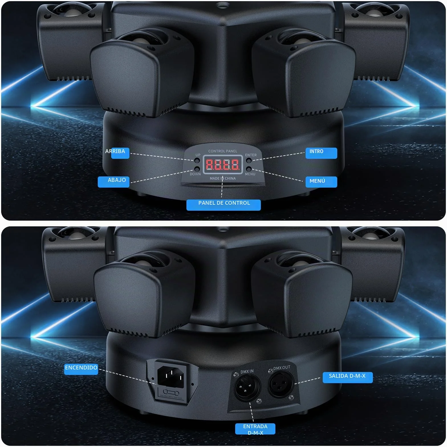 150W Beam Cabeza Móvil Luz de Escenario, RGBW LED Efecto Discoteca Bola Mágica con Control Remoto Moving Head Foco Luces de Fiesta DMX512 Estroboscópico para Halloween KTV DJ Boda