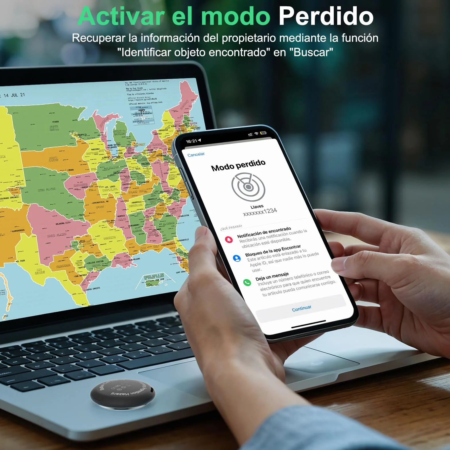 Localizador Smart Air Tracker Tag Funciona con Apple Buscar (Solo iOS), Batería de Repuesto Incluida, Rastreador para Llaves, Coche, Bicicleta, Cartera, Perros, Gatos (Negro, Paquete de 4)