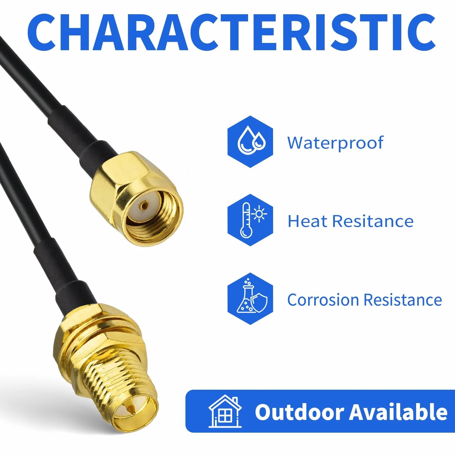 Superbat Cable Alargador Antena WiFi RPSMA 2m RG174 Cable Extensión Macho a Hembra 50 Ohm para Router WiFi Antena GPS 4G 5G Adaptador USB Tarjeta Red PCIe Inalámbrica Cámara Seguridad (2 Piezas)