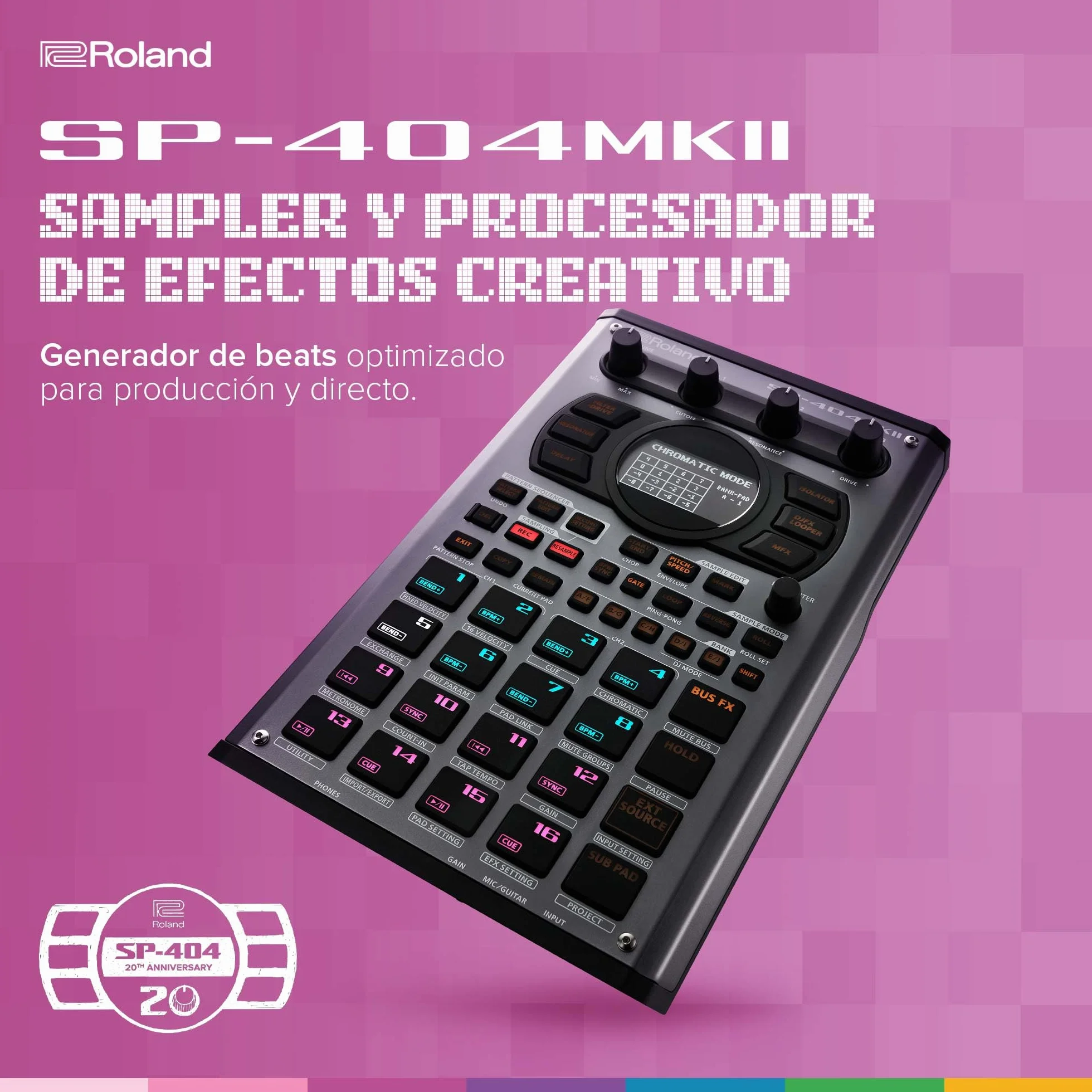 Roland SP-404MKII Sampler y procesador de efectos creativo | El mítico creador de beats SP-404 con mejoras de lujo | Proceso rápido | 16 GB de almacenamiento interno | Polifonía de 32 voces