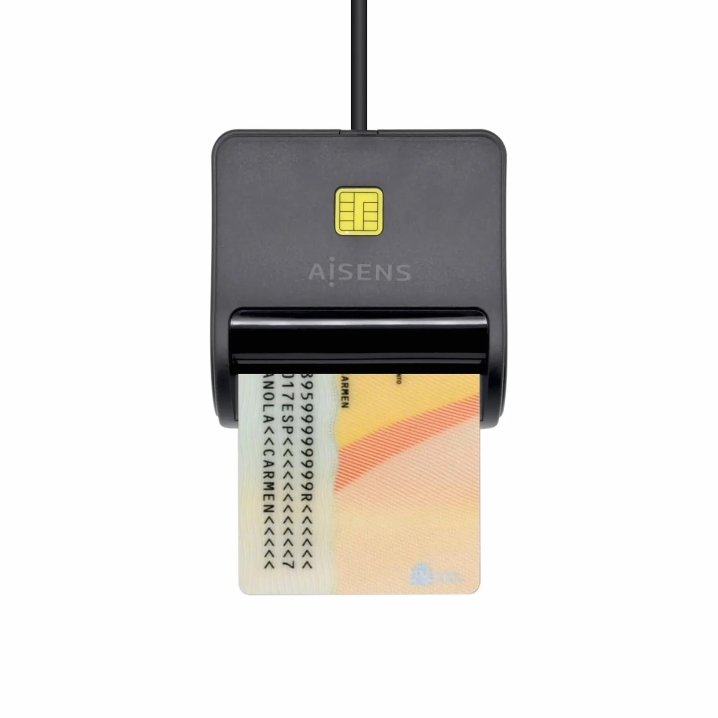 AISENS ASCR-SN01-BK Lector de Tarjeta DNI, Negro