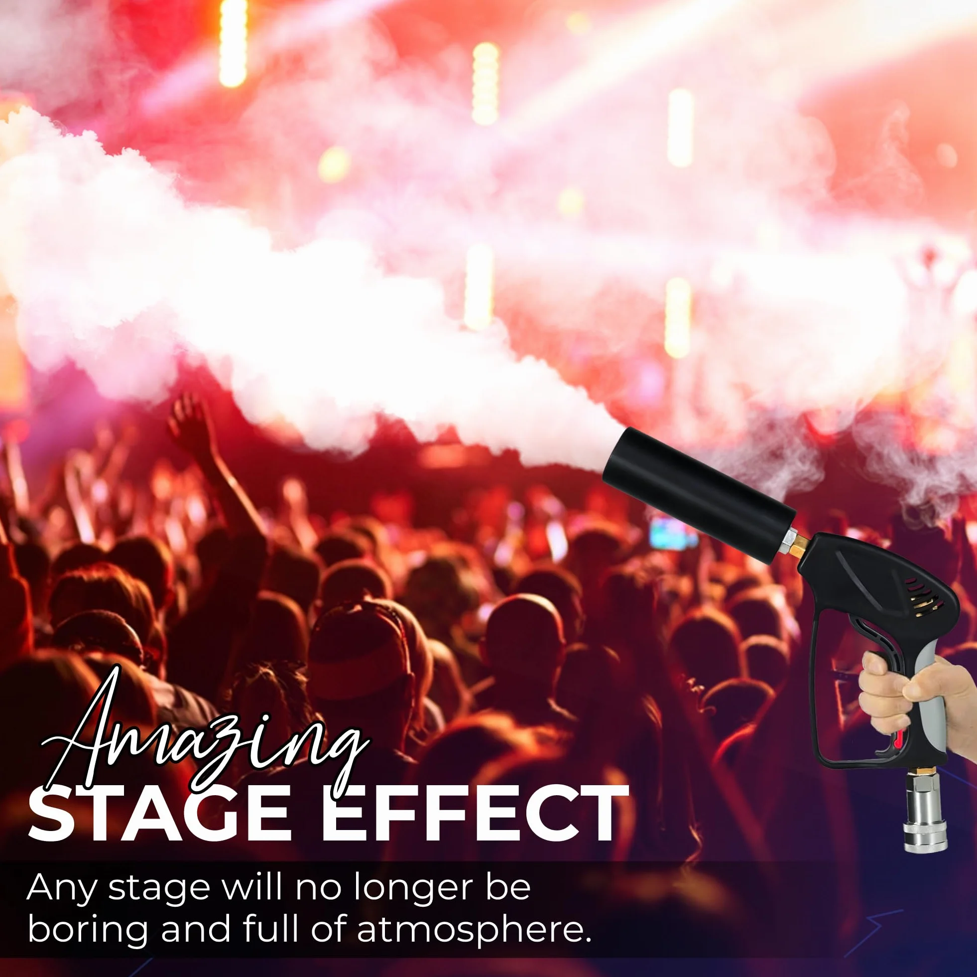 Pistola de fiesta de CO2 con alcance de 6 m, cable de 3 m + tubo de salida sin escarcha, pistola de CO2 de alta calidad, adecuada para DJ Club Stage, máquina de chorro (minipistola)