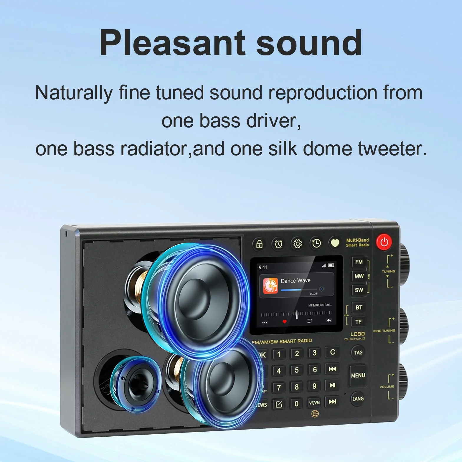 CHOYONG LC90 - Radio inteligente de Internet multibanda WIFI/4G, AM/FM, onda larga y receptor de radio portátil de onda corta con banda lateral SSB, Bluetooth, tarjeta TF, radios de todo el mundo,