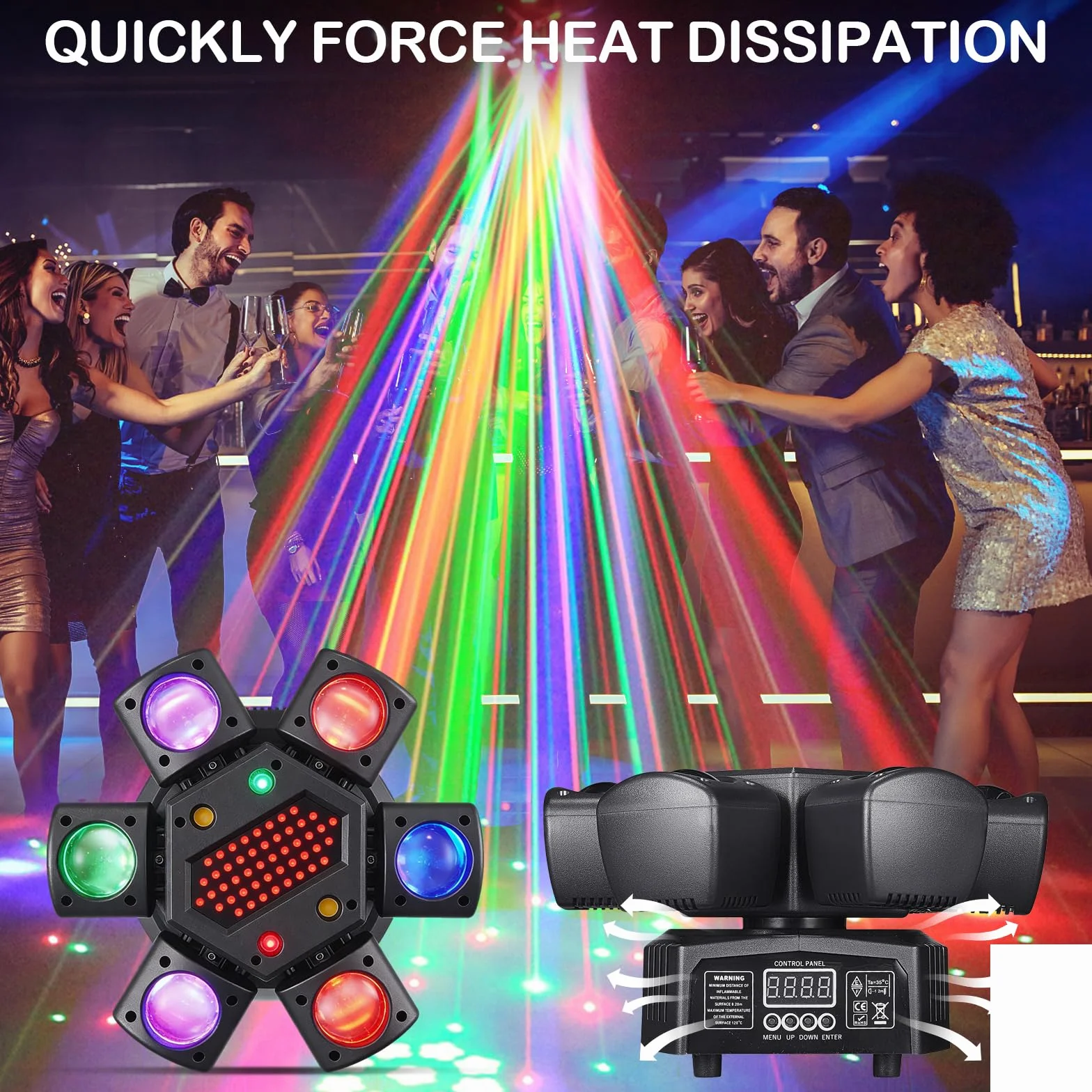 Cabeza Móvil Beam Luces de Escenario, RGB LED Beam Luz Discoteca con Control Remoto, DMX 512 Luminación de Escenario Focos de Efecto para Fiesta DJ Clubes Bar Navidad