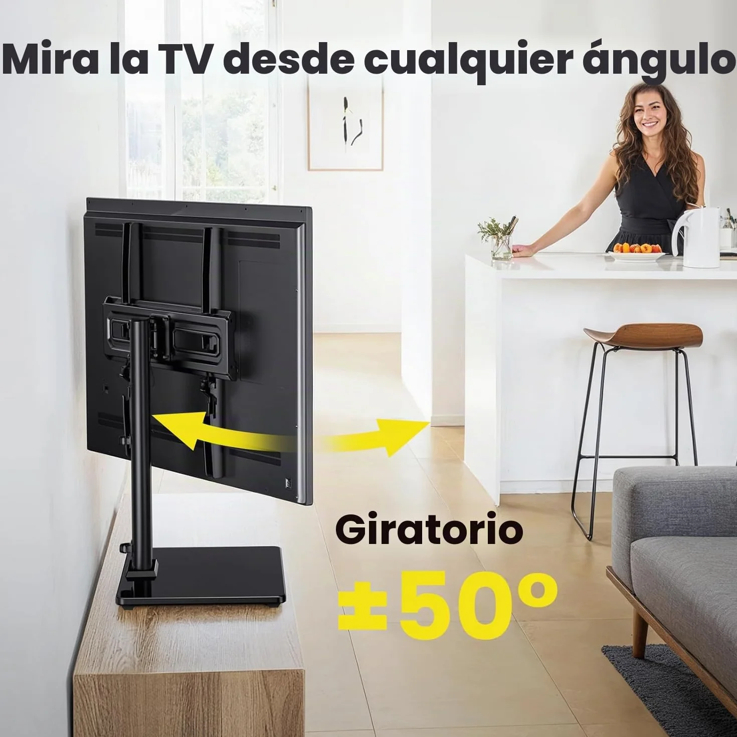 Soporte Giratorio Universal para TV LCD LED OLED 24-60 Pulgadas, Altura Ajustable, 45kg, VESA 400x400 mm