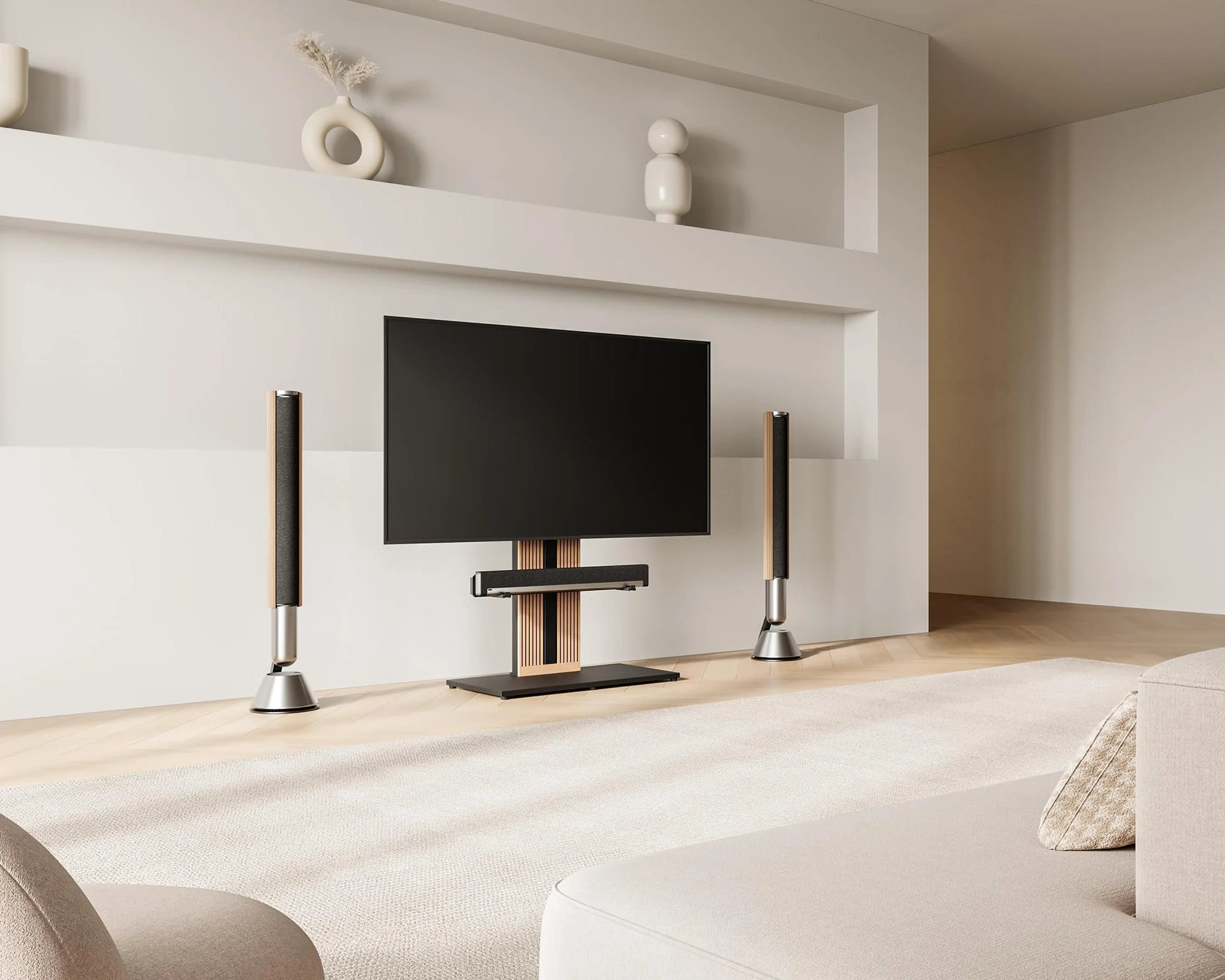 FITUEYES Soporte para Barra de Sonido para Soportes de TV de Las Series Zen y Cantor, Soporte Ajustable para Barra de Sonido de hasta 6,5 KG con Almohadillas Antideslizantes EV