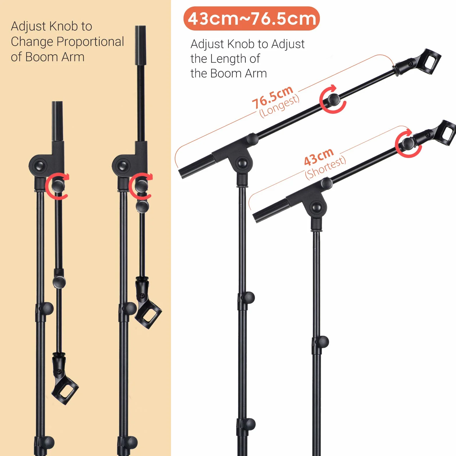 CAHAYA Soporte de Micrófono con Brazo con Dos Pinzas para Microfonos Pie de Micrófono Plegable y Ajustable de 64-158cm para Conciertos Videoconferencias Escenarios